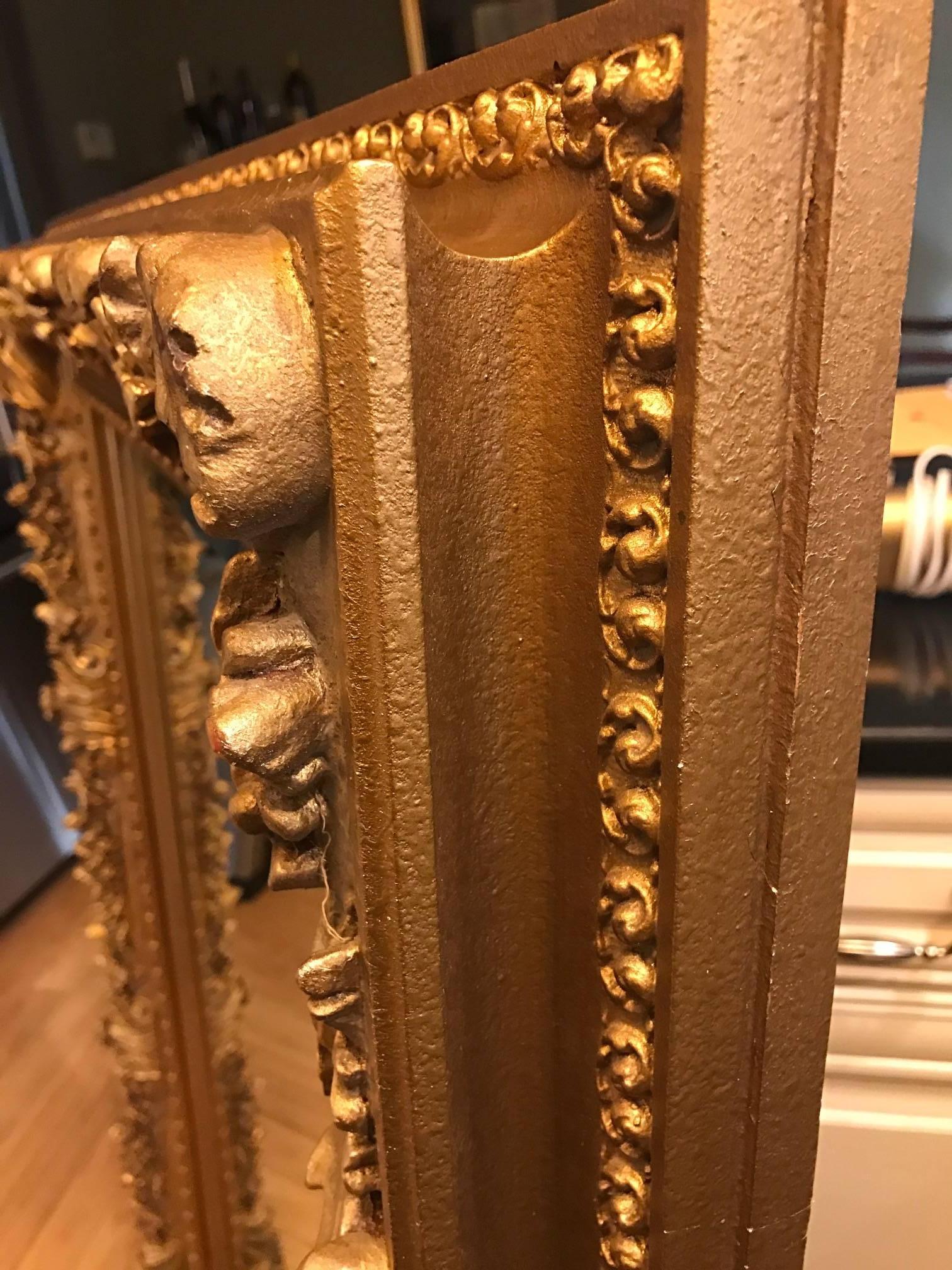 20th Century Gilt Wood and Gesso Beveled Wall Mirror