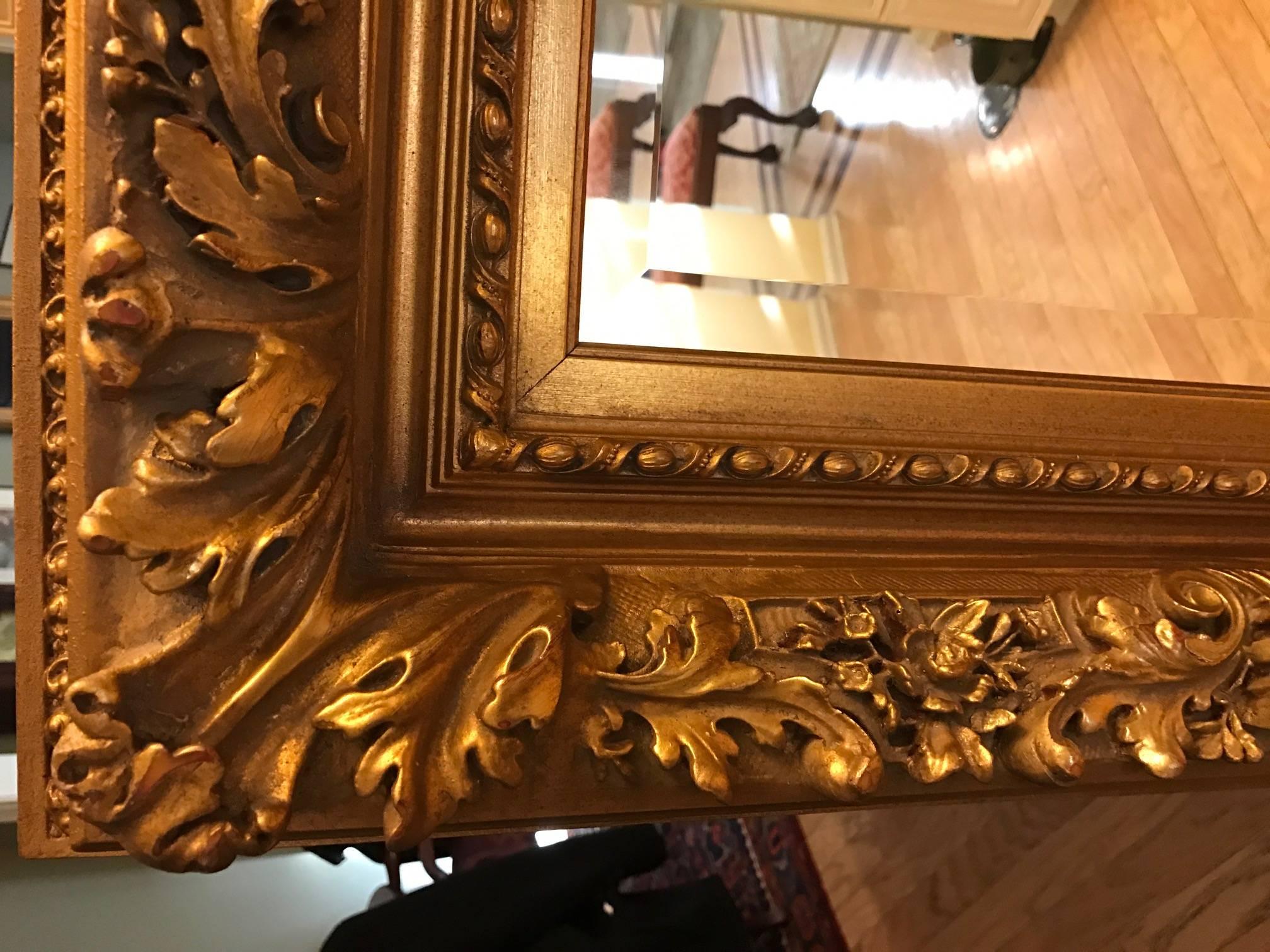 Giltwood Gilt Wood and Gesso Beveled Wall Mirror