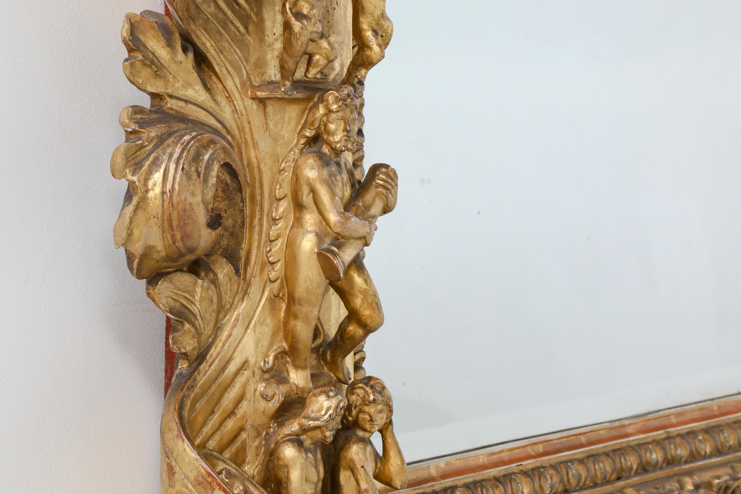 Vergoldetes Holz Leinwand Antique Mirror, Französisch Louis XV-Stil, 19. im Angebot 1