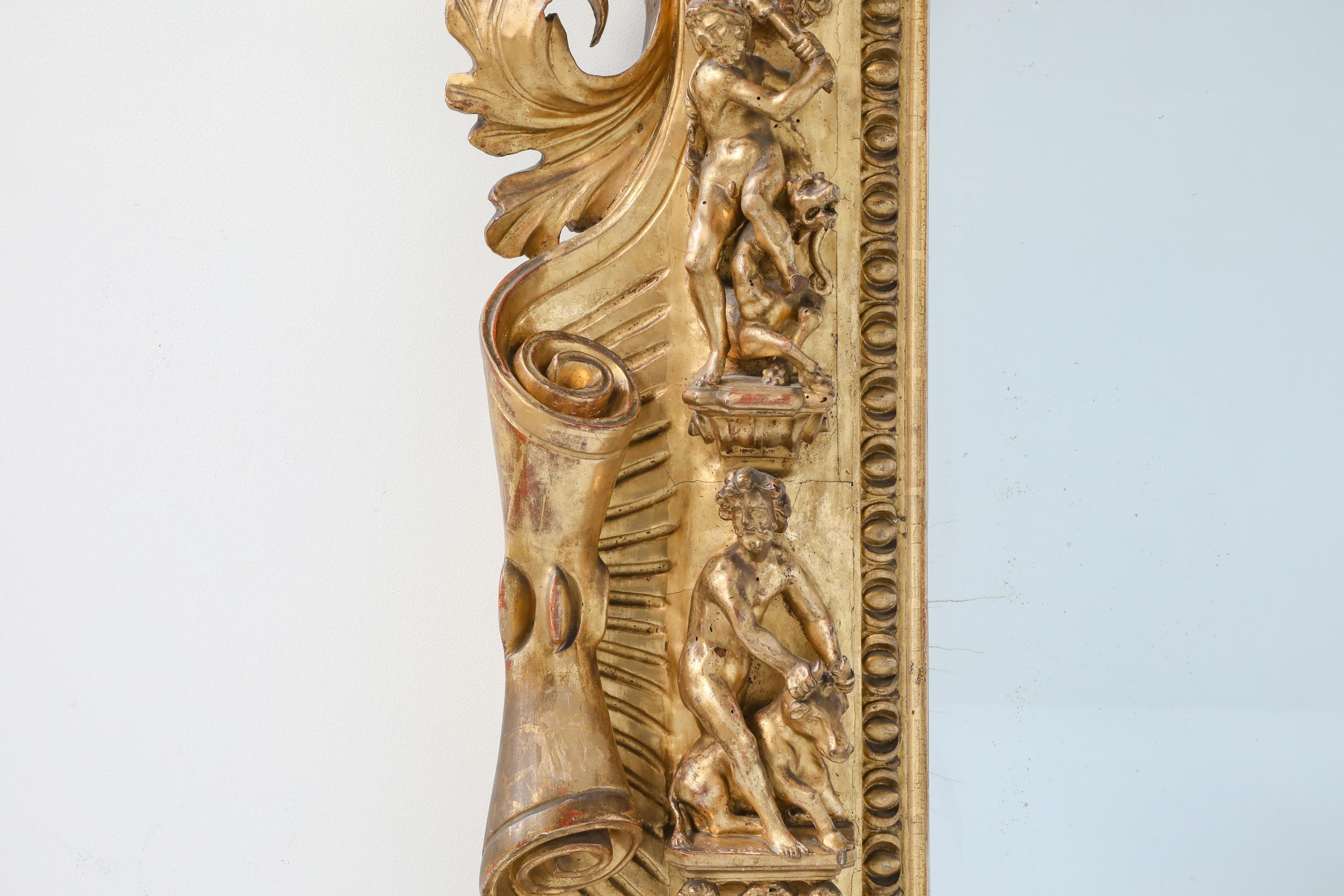 Vergoldetes Holz Leinwand Antique Mirror, Französisch Louis XV-Stil, 19. im Angebot 2