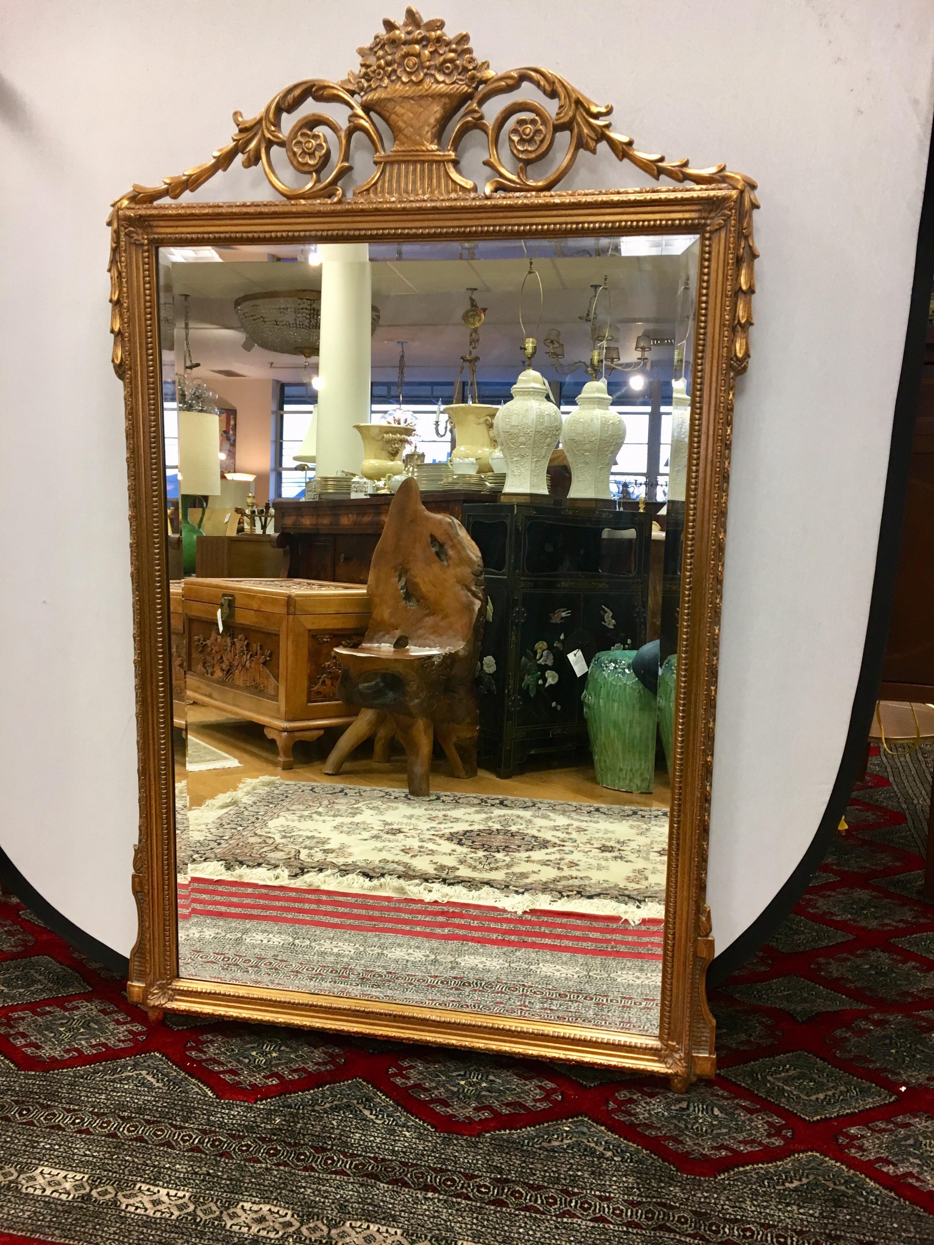 Giltwood Carved Beveled Mirror by Creative Wall Mirror & Art In Good Condition In West Hartford, CT