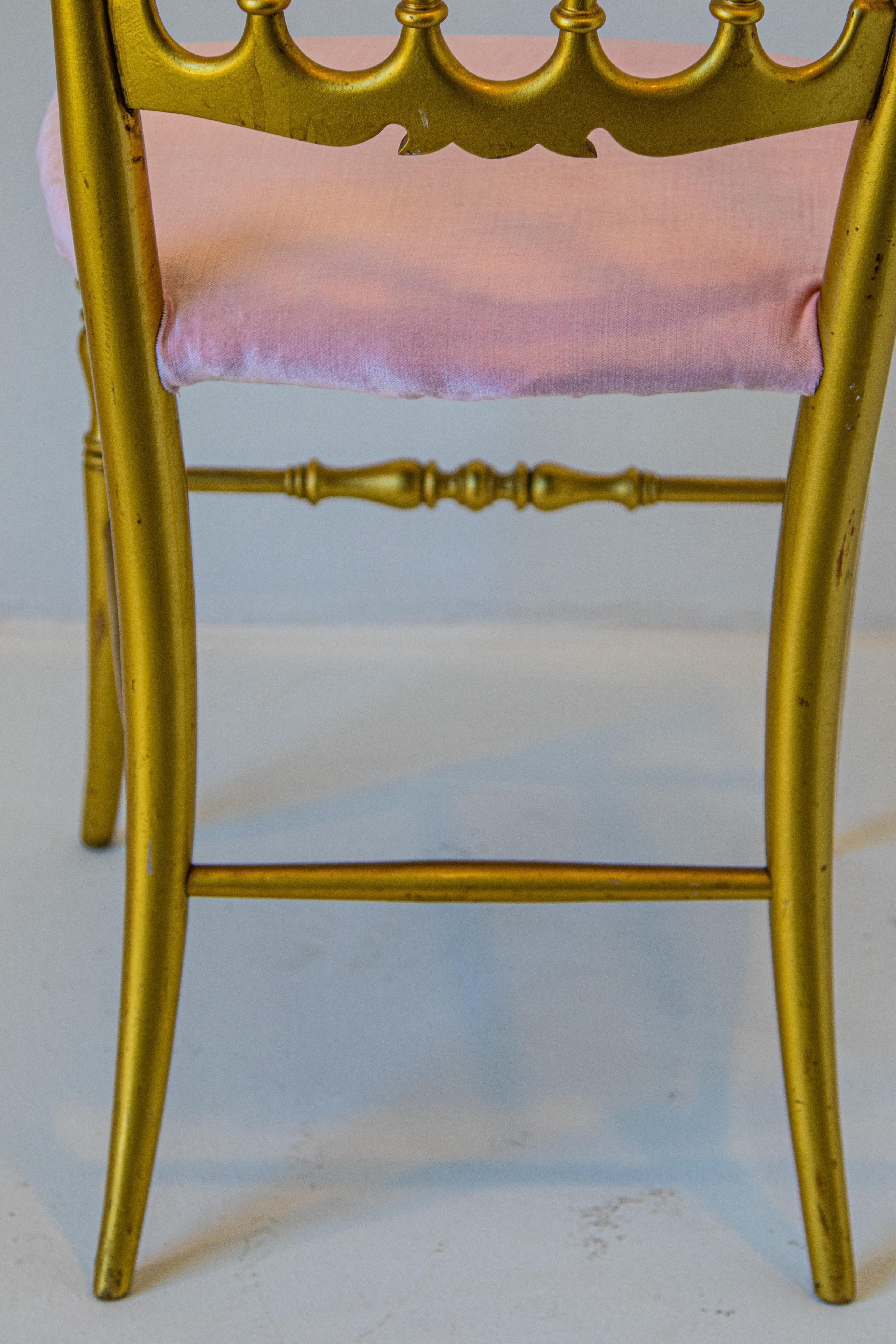 Gilt Wood Chiavari Side Chair, Italy, 1960s For Sale 10