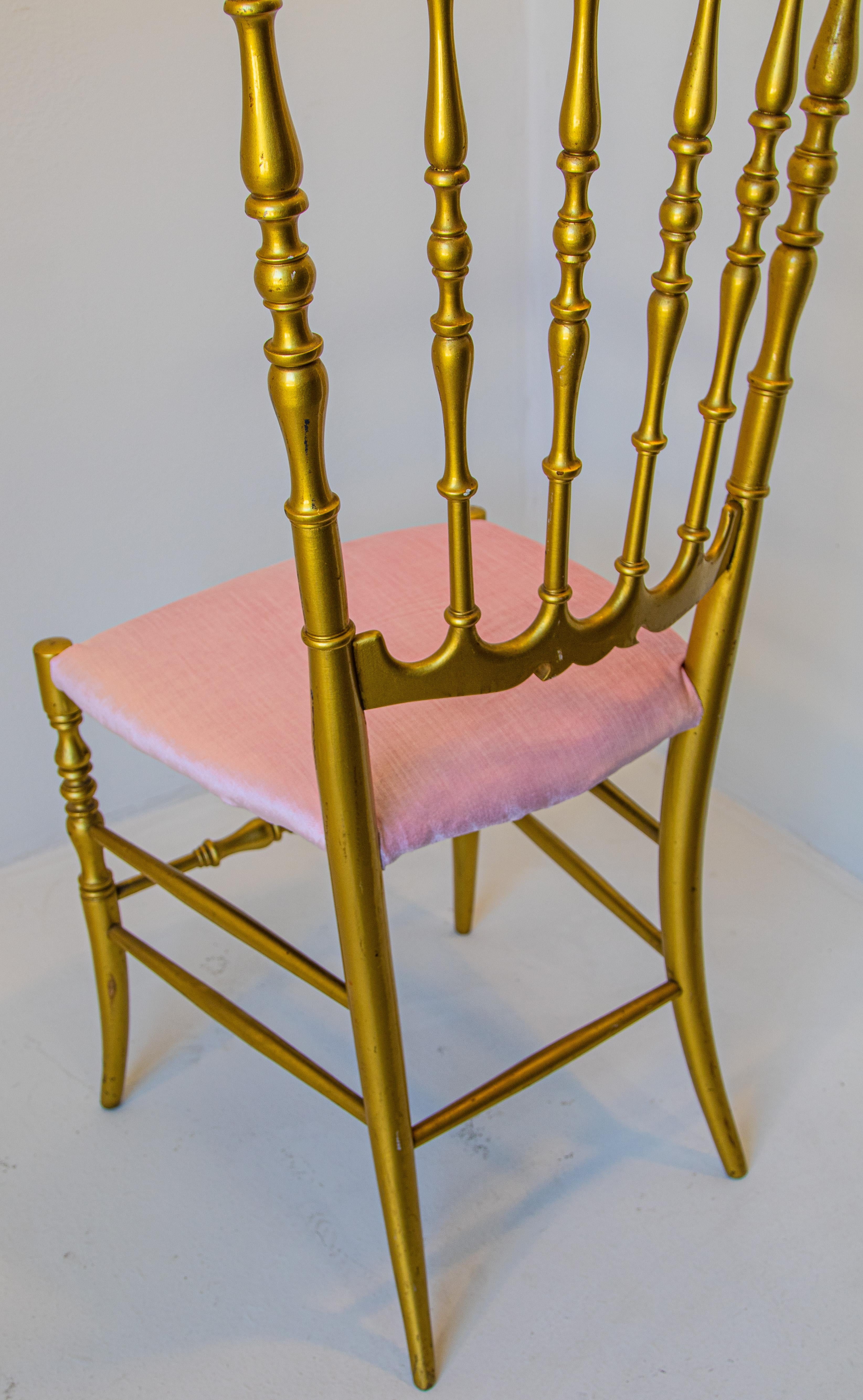 Gilt Wood Chiavari Side Chair, Italy, 1960s For Sale 13