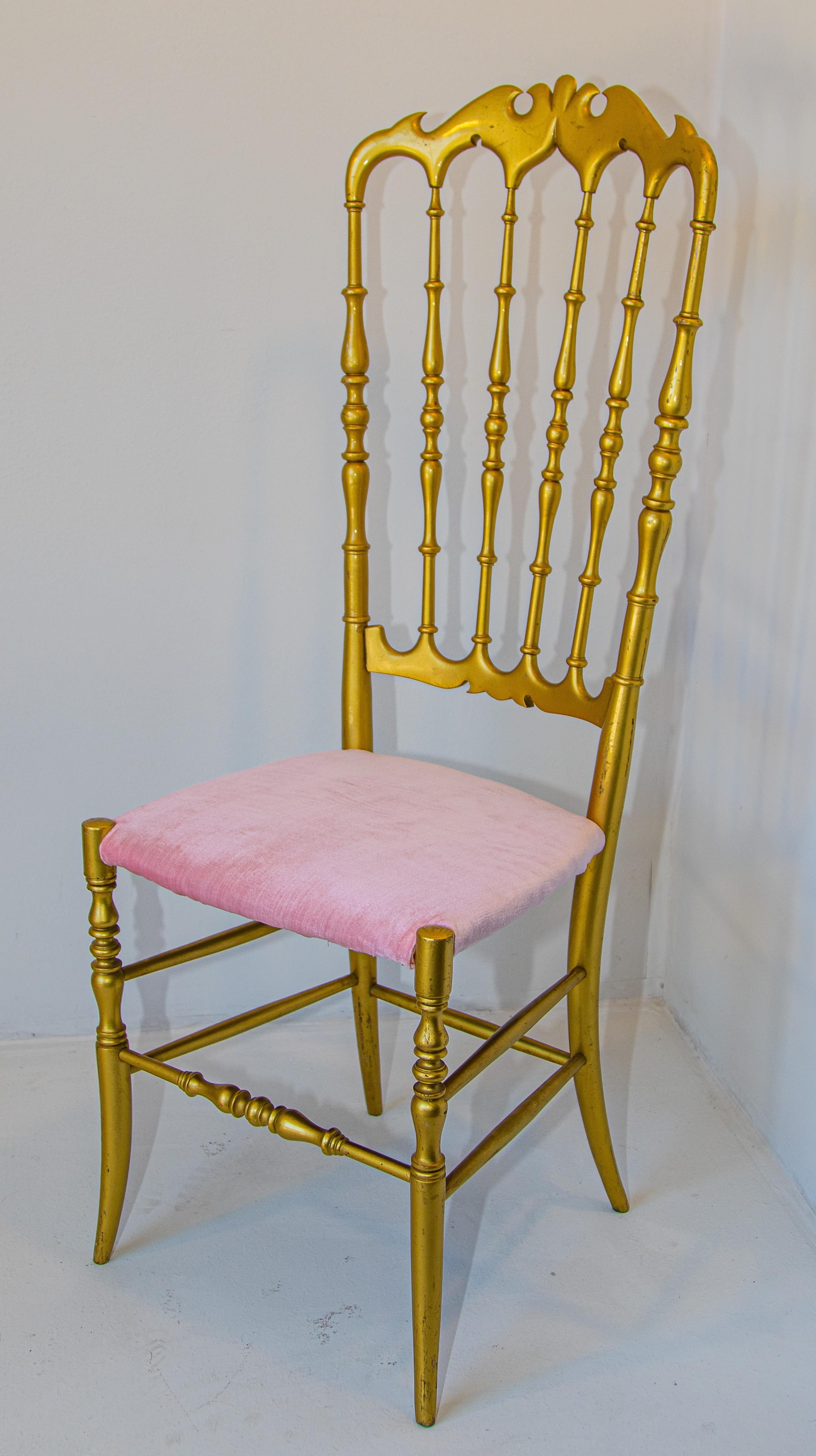 Gilt Wood Chiavari Side Chair, Italy, 1960s For Sale 14
