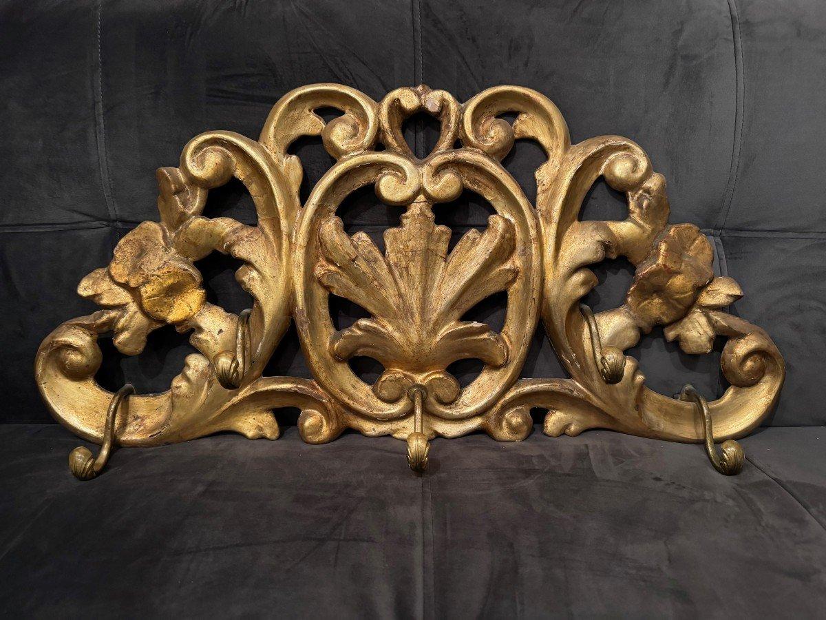 Baroque Revival Gilt Wood Coat Rack, 19th century For Sale