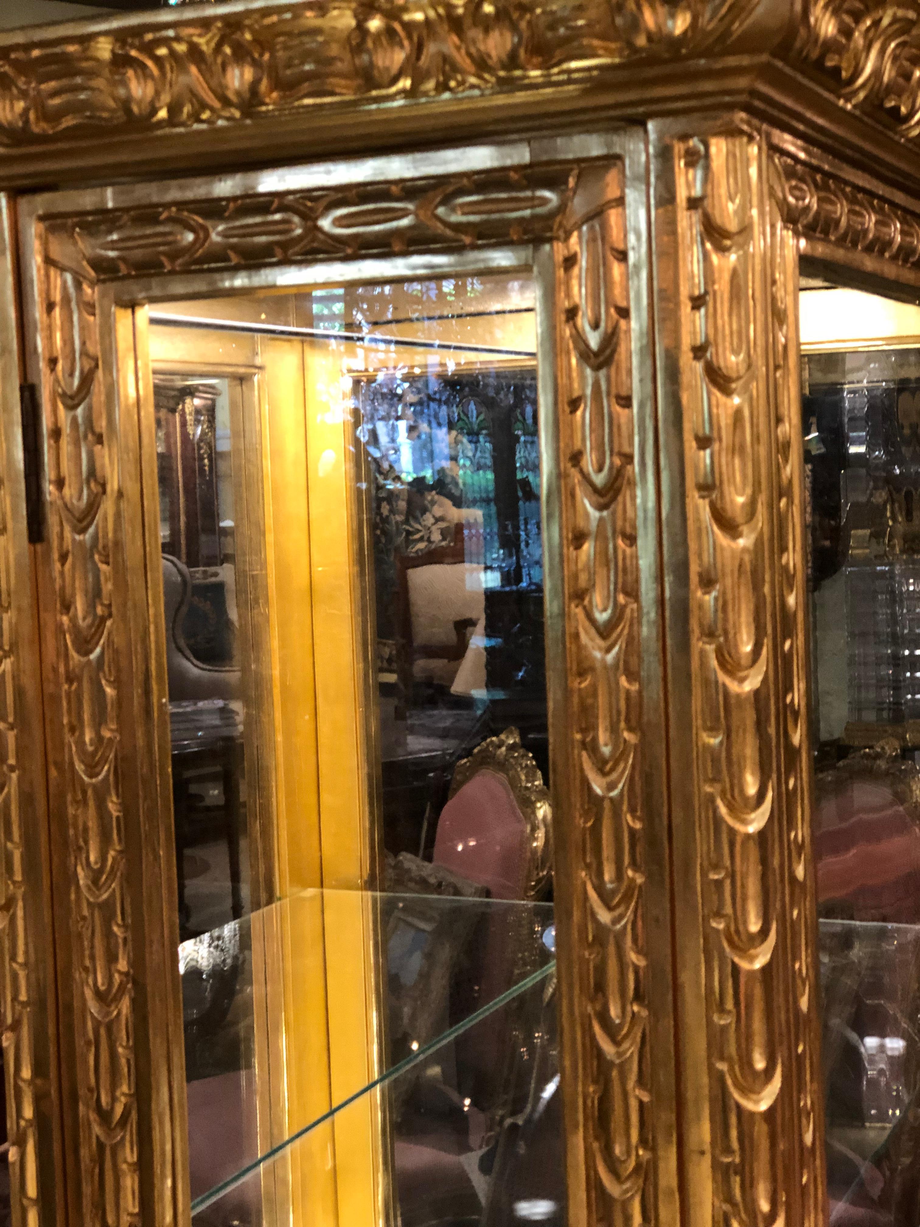 Contemporary Giltwood Display Cabinet, Louis XV Style