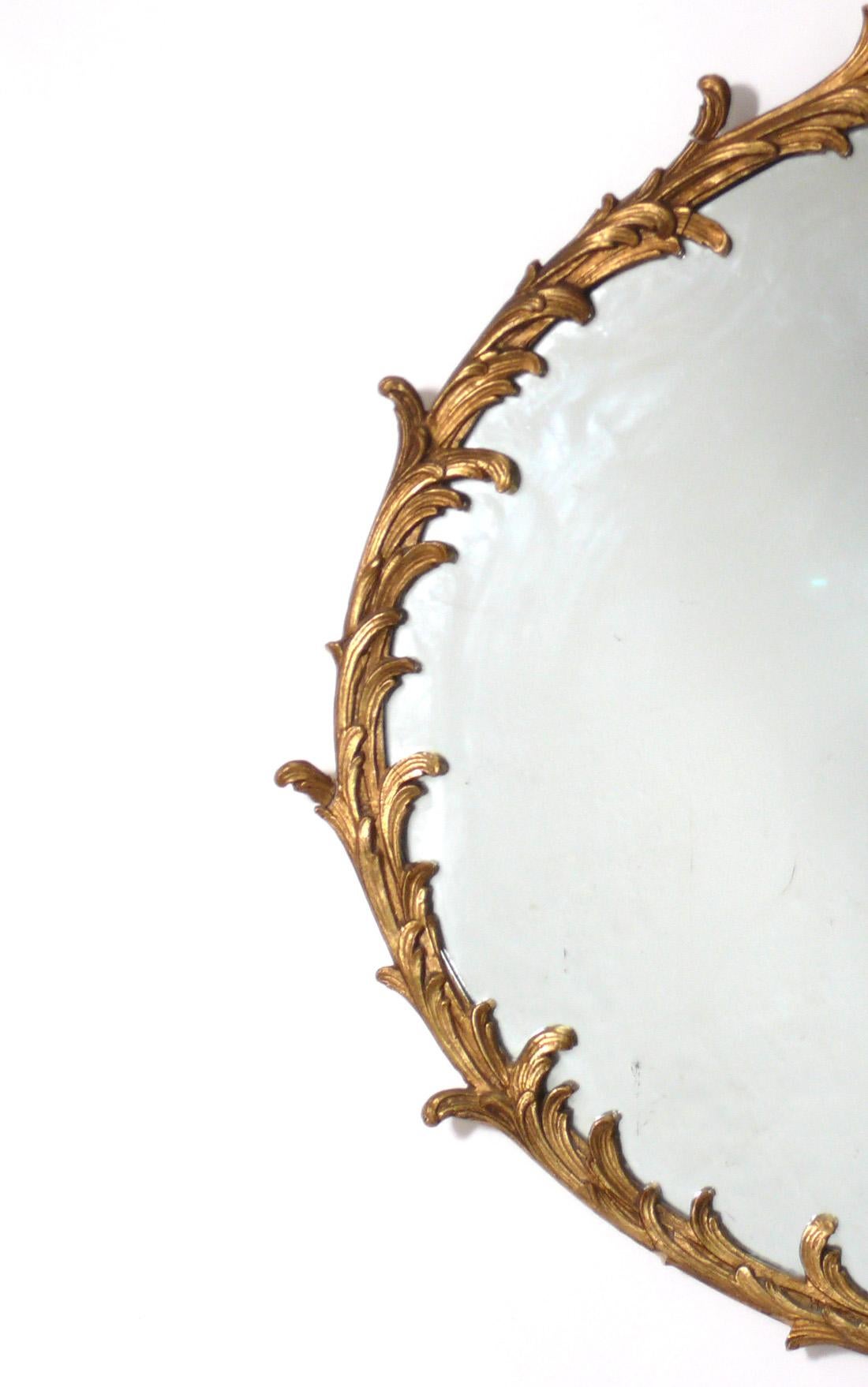 French Gilt Wood Foliate Mirror circa 1940s For Sale