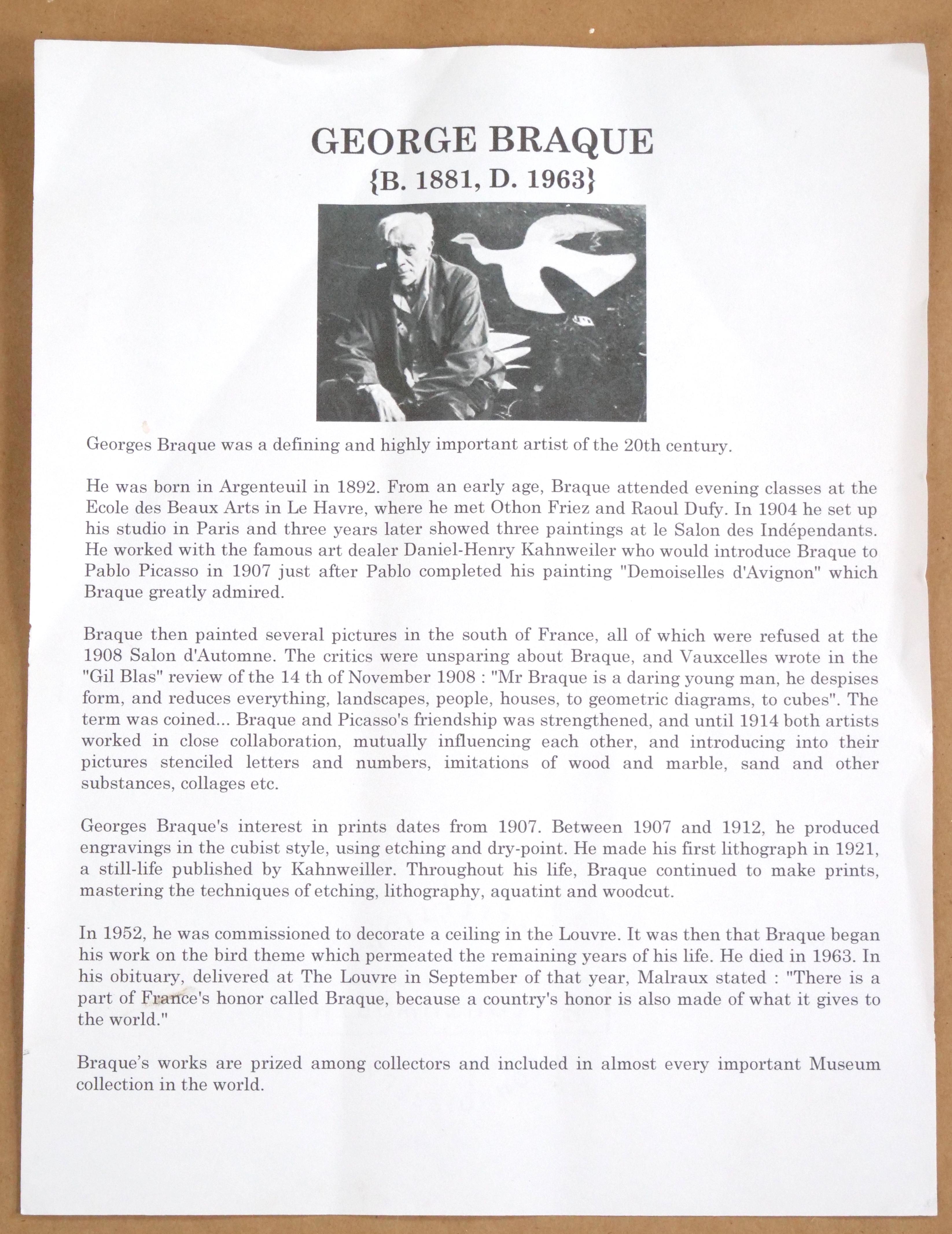 Marco de madera dorada Litografía de George Braque