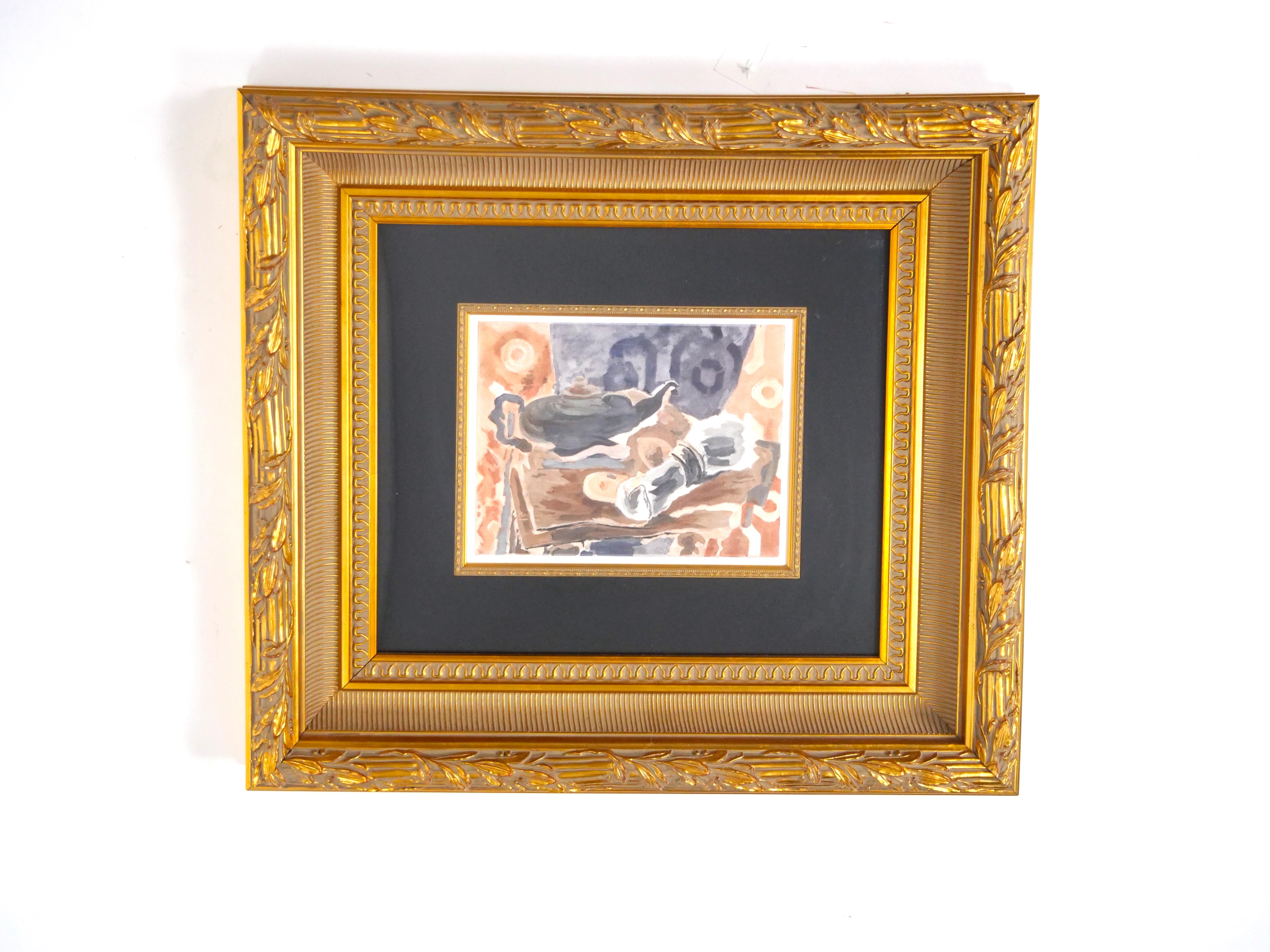 Marco de madera dorada Litografía de George Braque