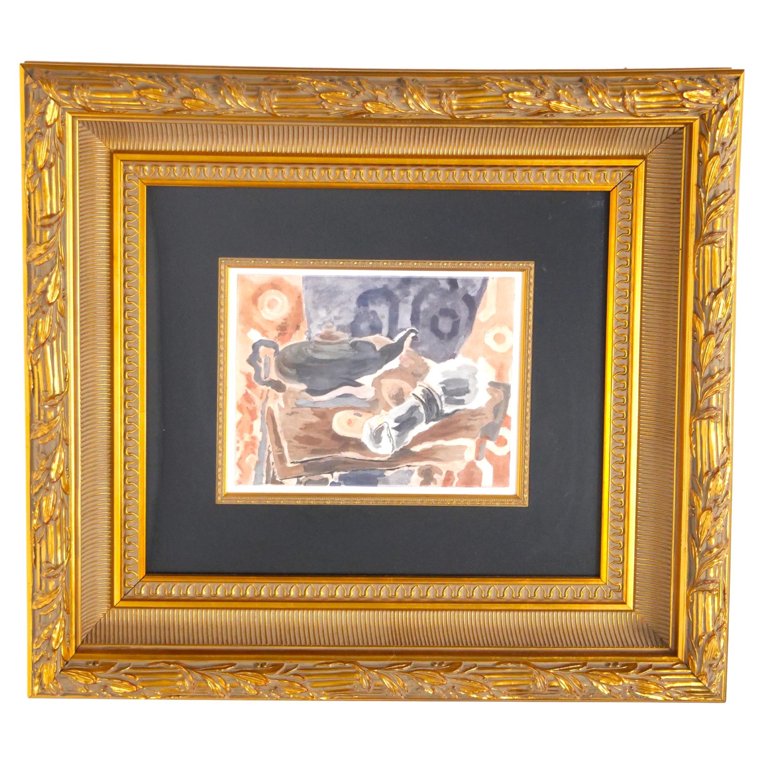 Gilt Wood Frame George Braque Lithograph" Nature Morte a la Serviette" For Sale