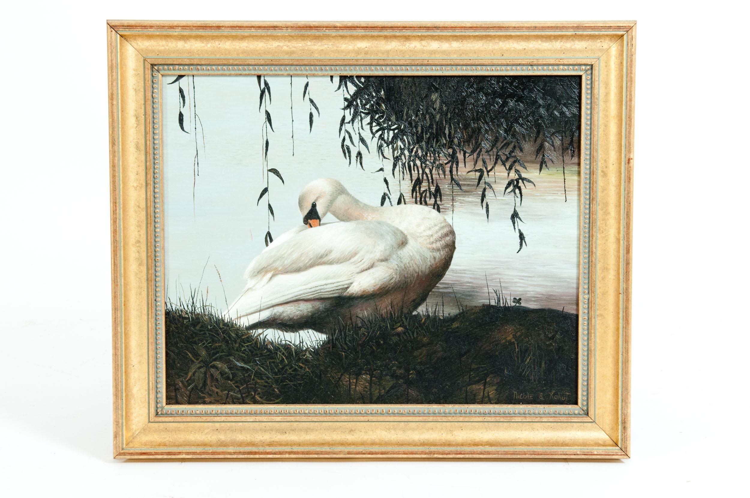 Giltwood Frame Oil / Canvas Wildlife Painting 5