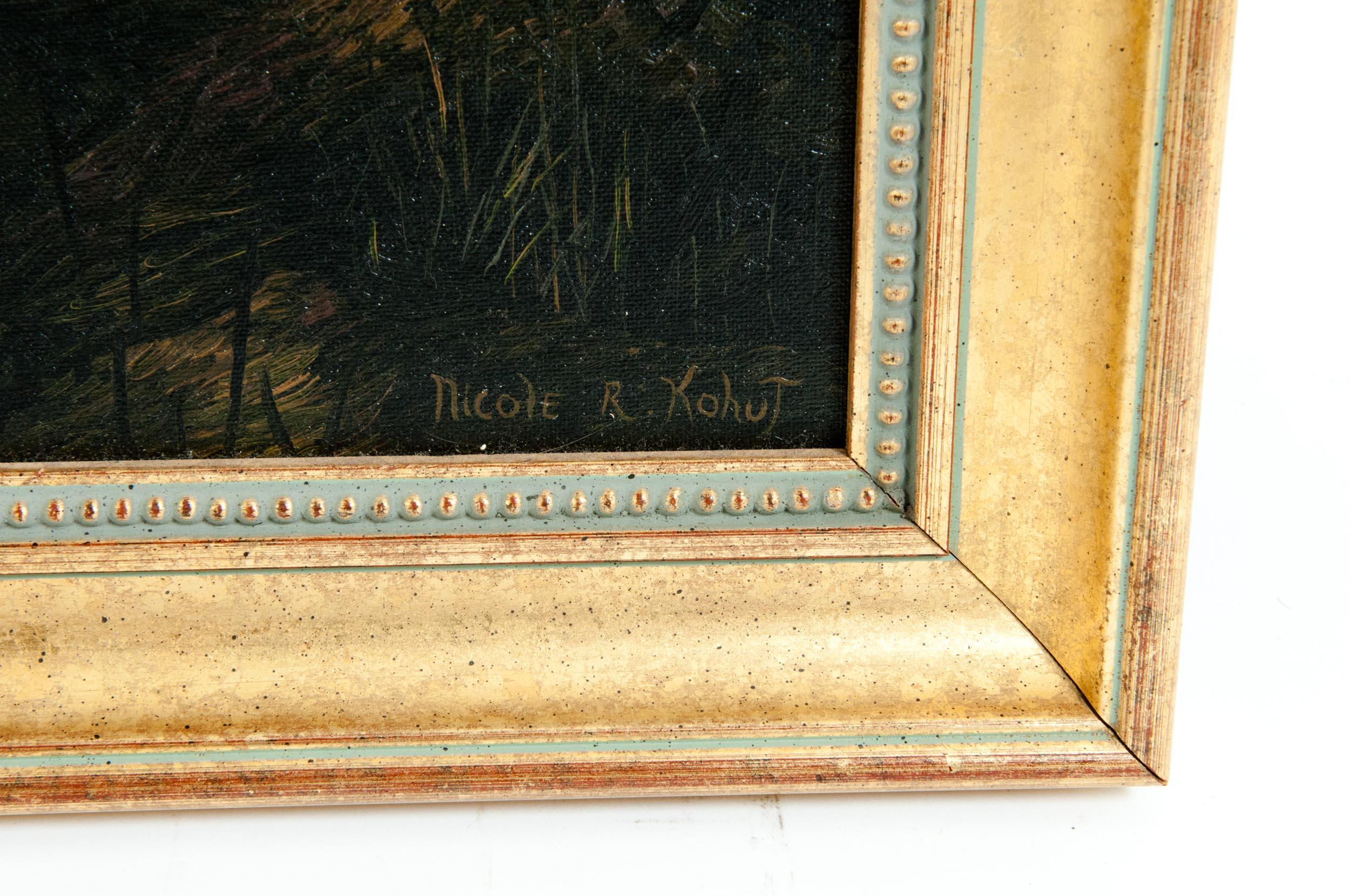 20th Century Giltwood Frame Oil / Canvas Wildlife Painting