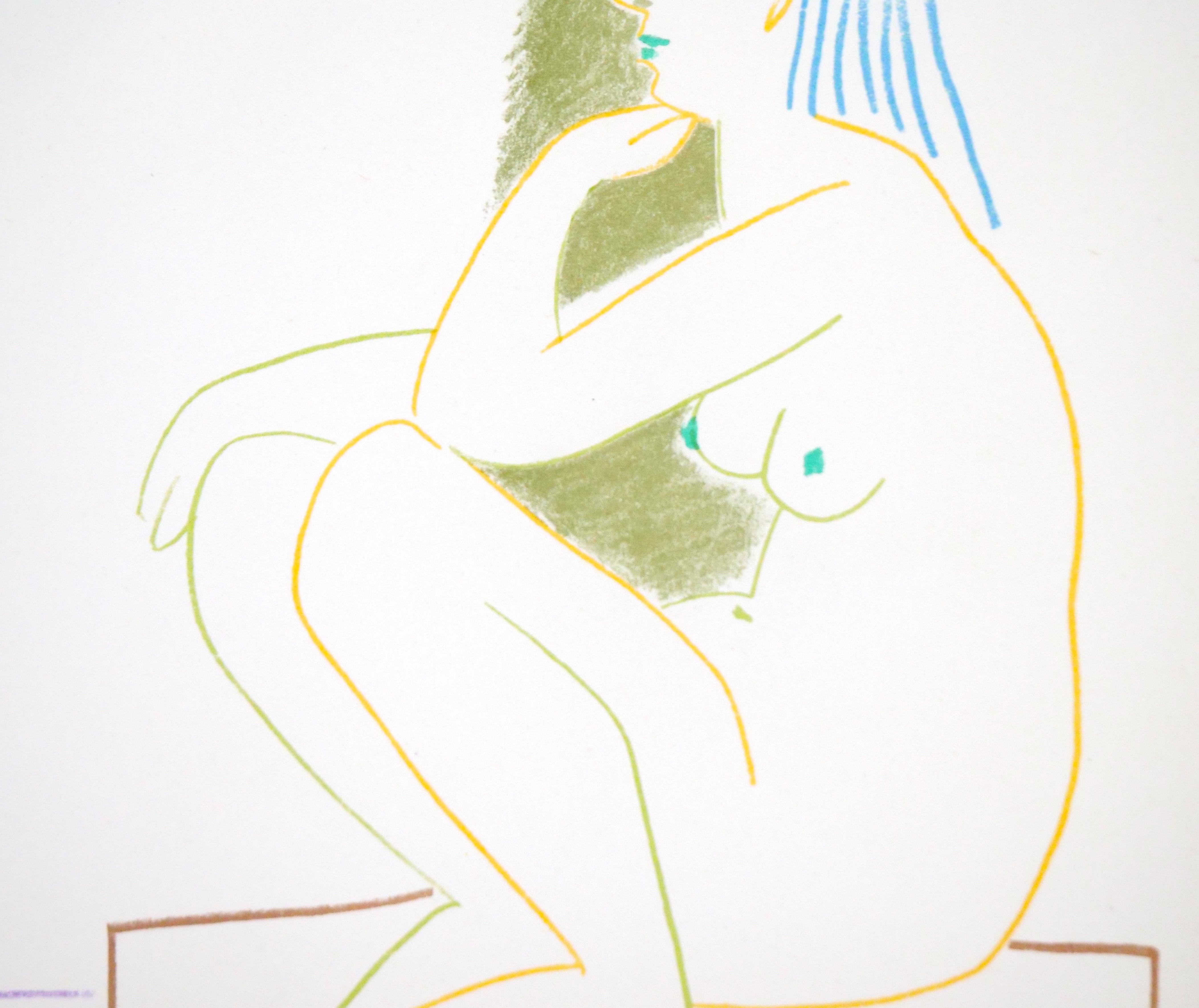 Pablo Picasso Lithographie „La Comedie Humaine“ mit vergoldetem Holzrahmen im Angebot 5
