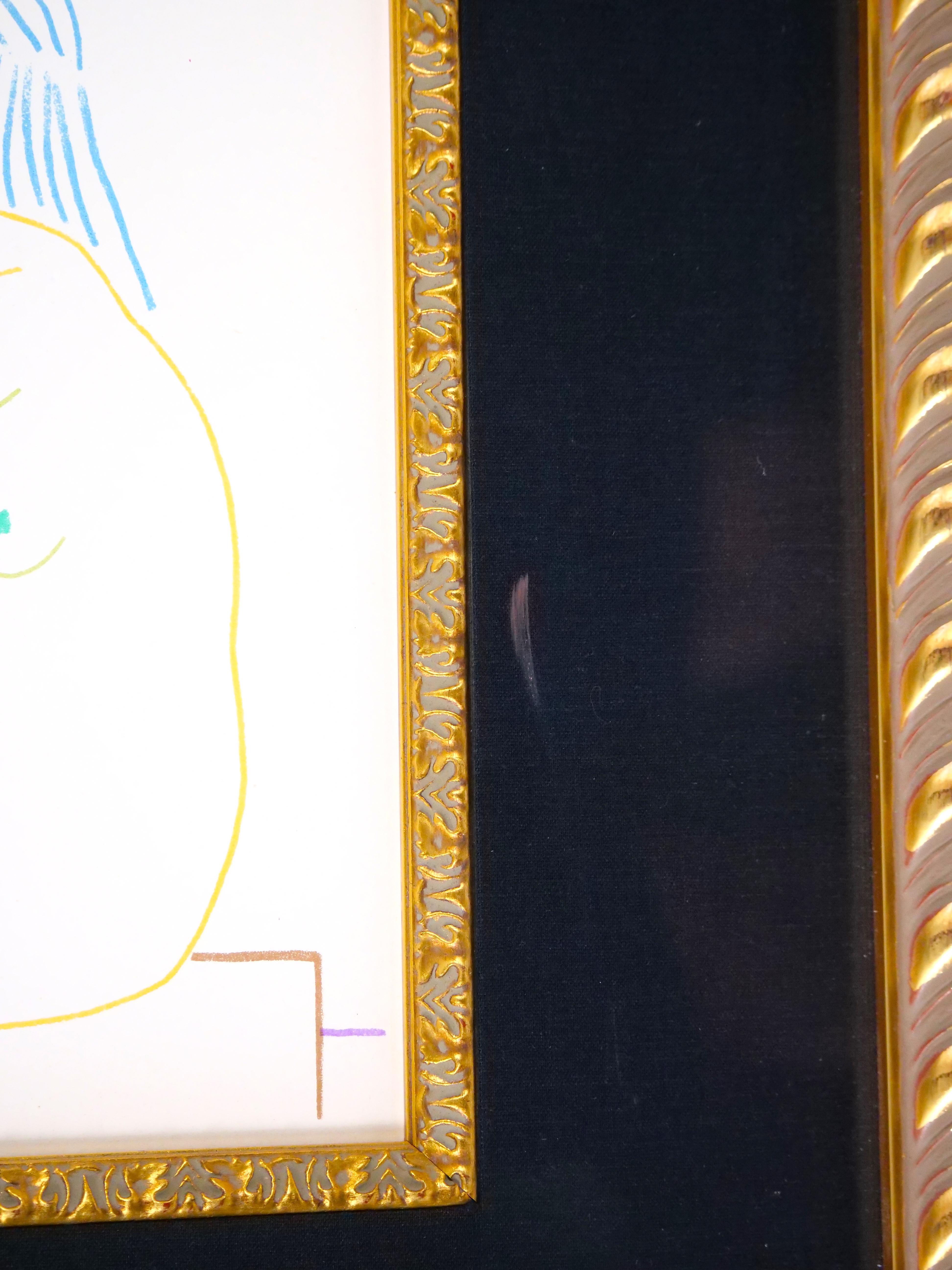 Pablo Picasso Lithographie „La Comedie Humaine“ mit vergoldetem Holzrahmen im Angebot 8