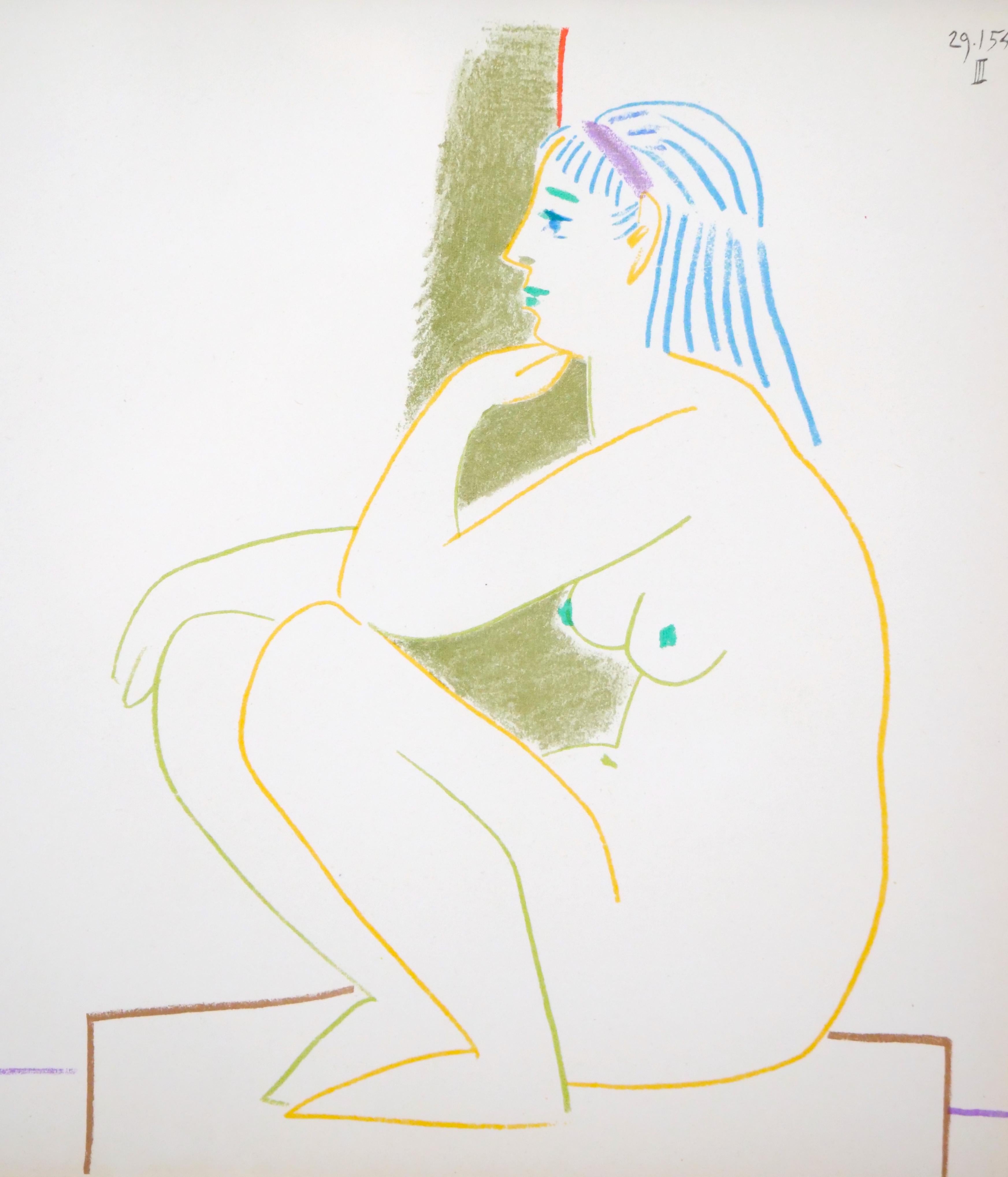 Pablo Picasso Lithographie „La Comedie Humaine“ mit vergoldetem Holzrahmen im Angebot 11