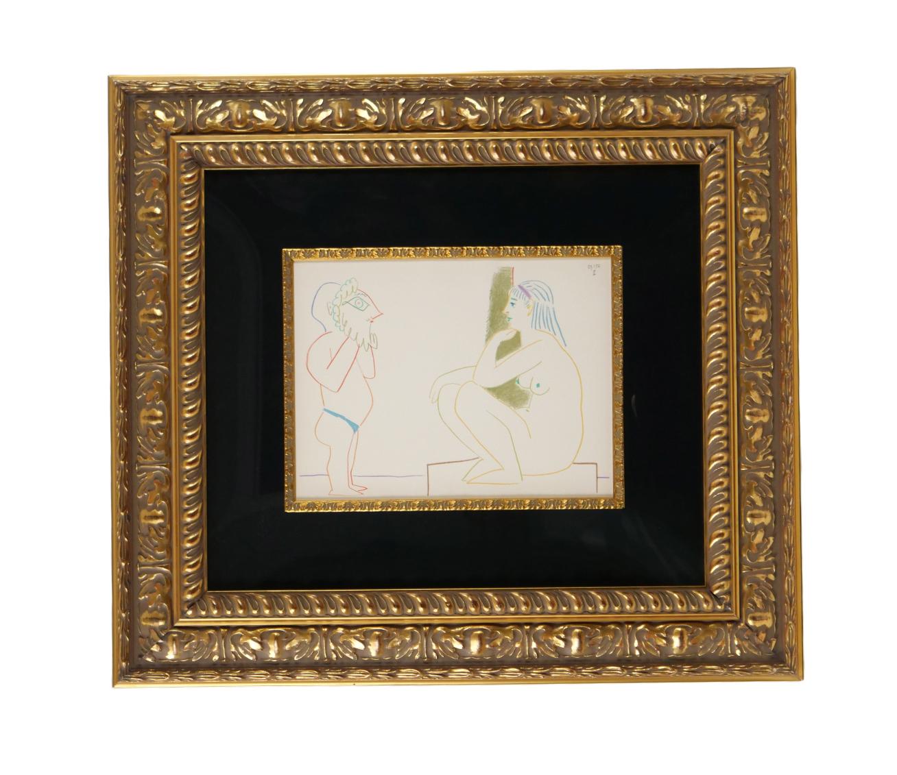 Cornice in legno dorato Litografia di Pablo Picasso 
