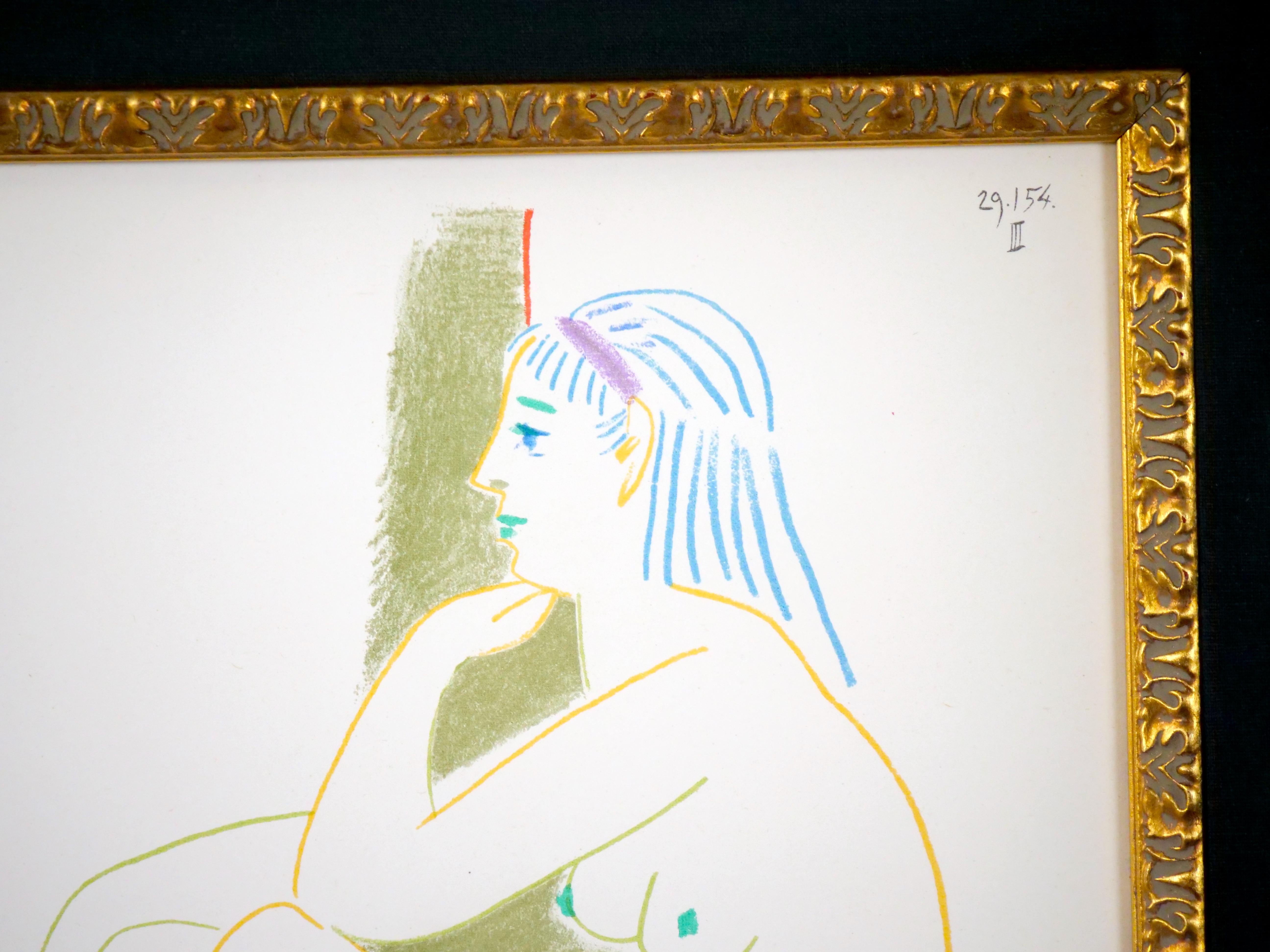 Pablo Picasso Lithographie „La Comedie Humaine“ mit vergoldetem Holzrahmen im Zustand „Hervorragend“ im Angebot in Tarry Town, NY