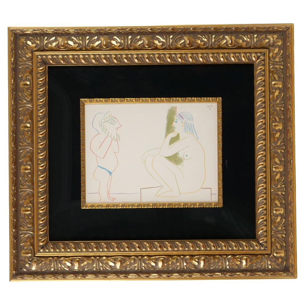 Cornice in legno dorato Litografia di Pablo Picasso "La Comedie Humaine"