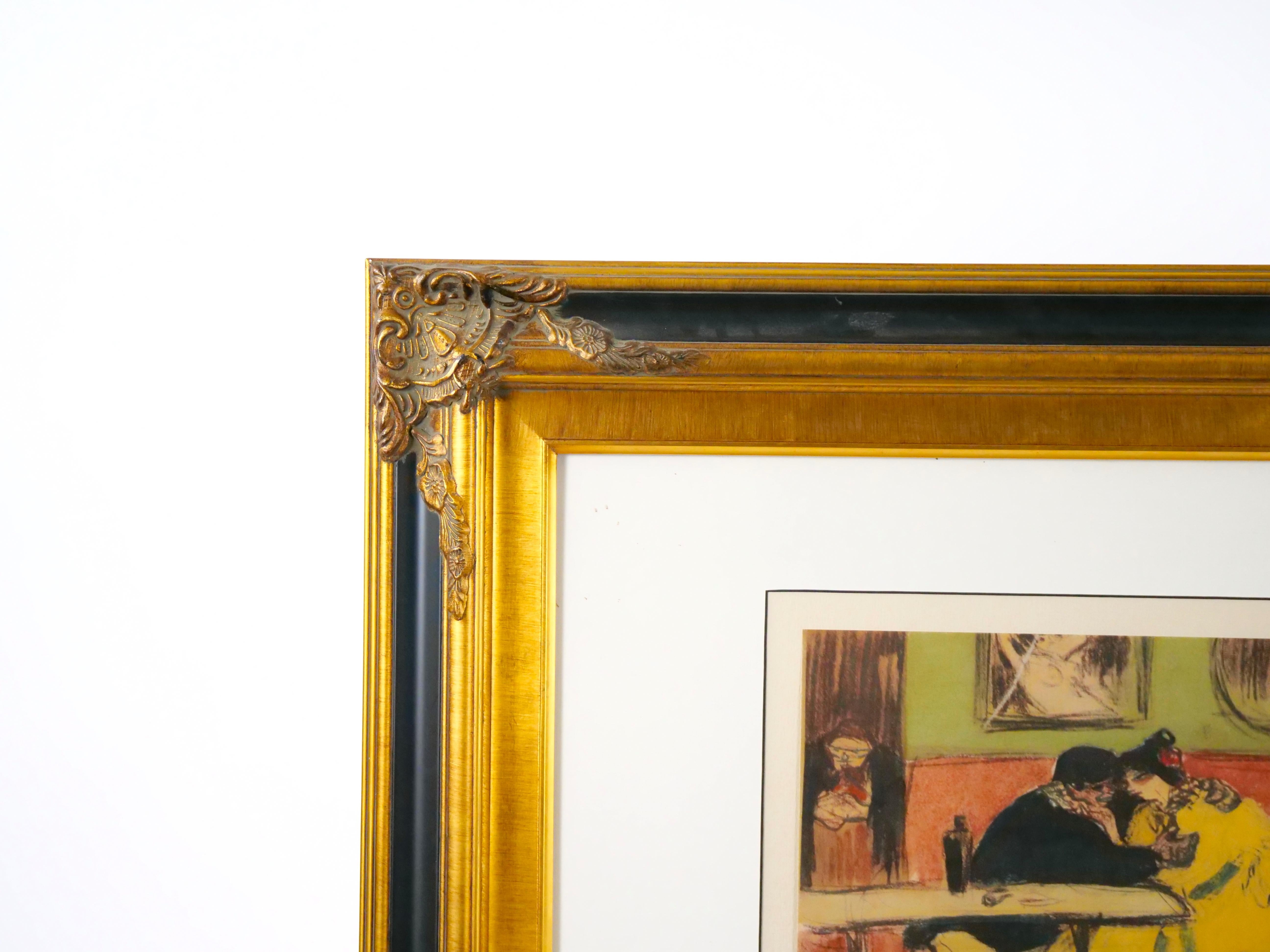 Cadre en bois doré - Lithographie de Pablo Picasso - « Le devian » en vente 4