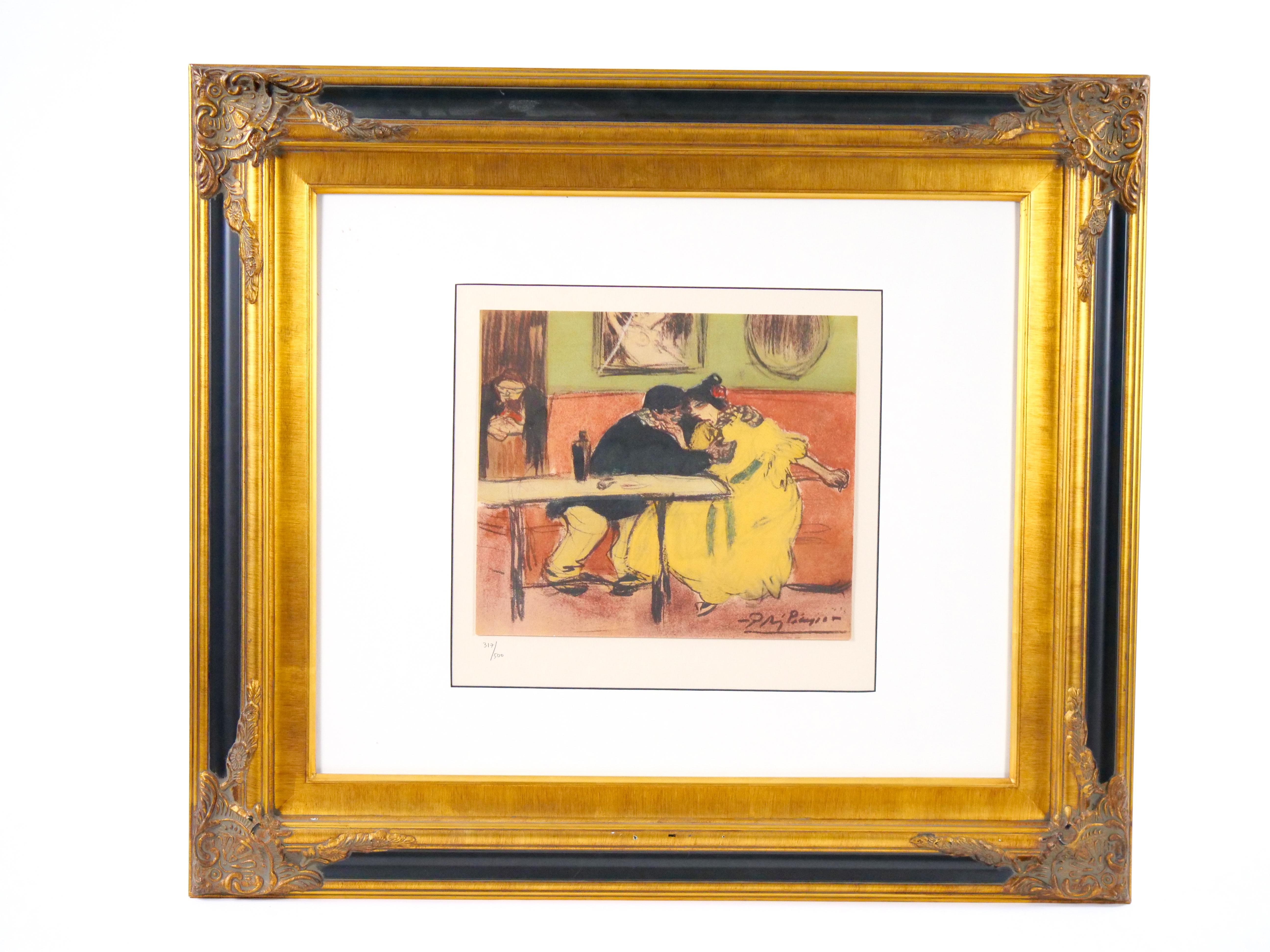Pablo Picasso Lithographie „Le devian“ mit vergoldetem Holzrahmen im Angebot 7