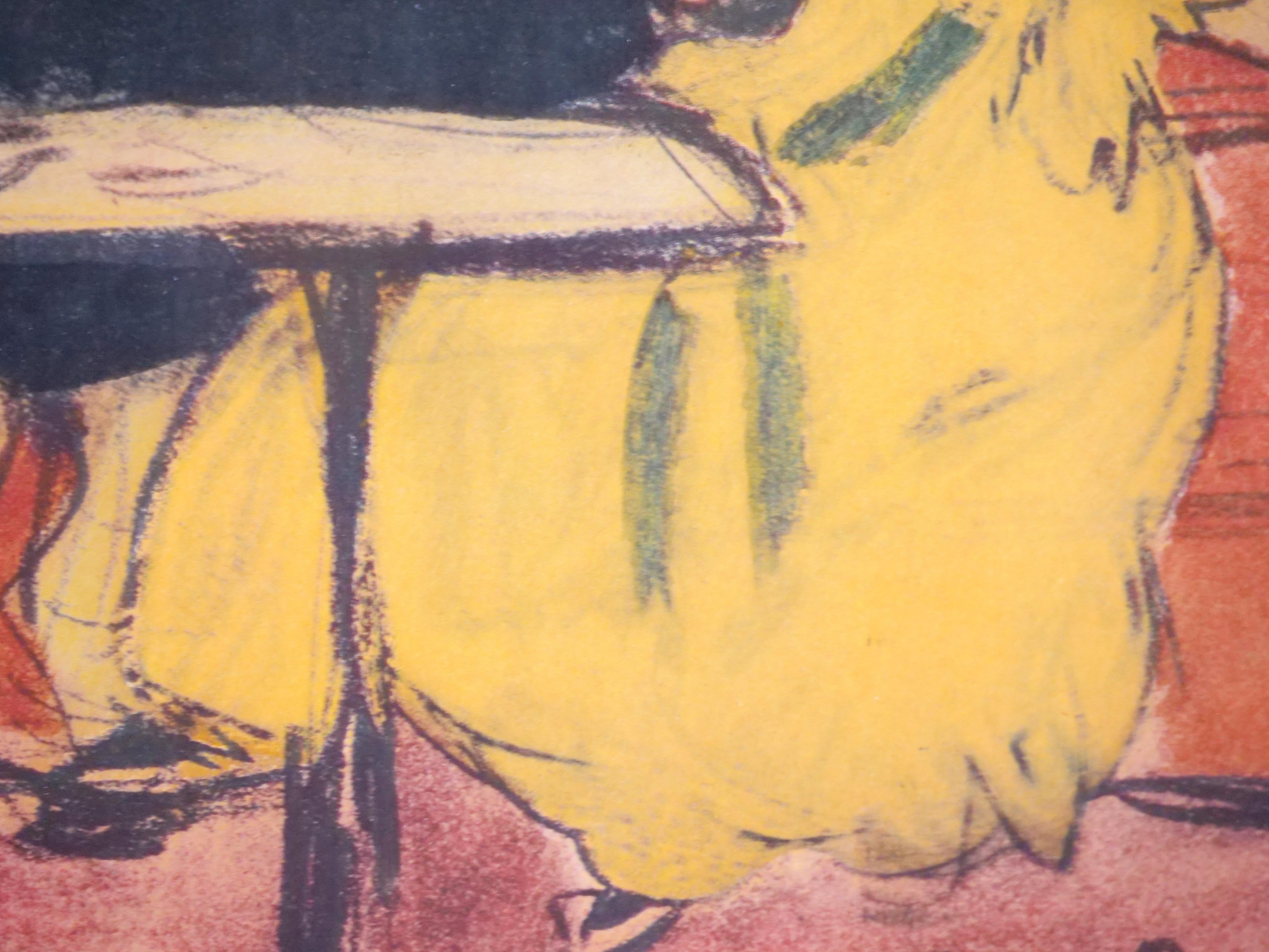 Cadre en bois doré - Lithographie de Pablo Picasso - « Le devian » en vente 2