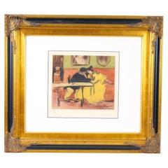 Cadre en bois doré - Lithographie de Pablo Picasso - « Le devian »