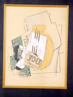 Pablo Picasso Lithographie „ Nature Morte Avec Le Guitare“ mit vergoldetem Holzrahmen