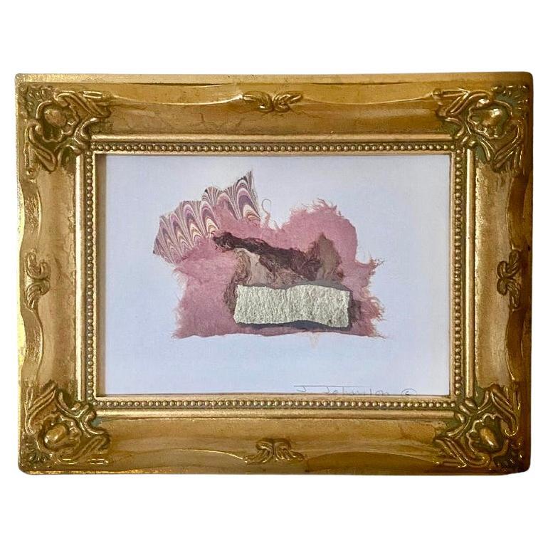 Gilt Wood Framed Contemporary Collage Painting