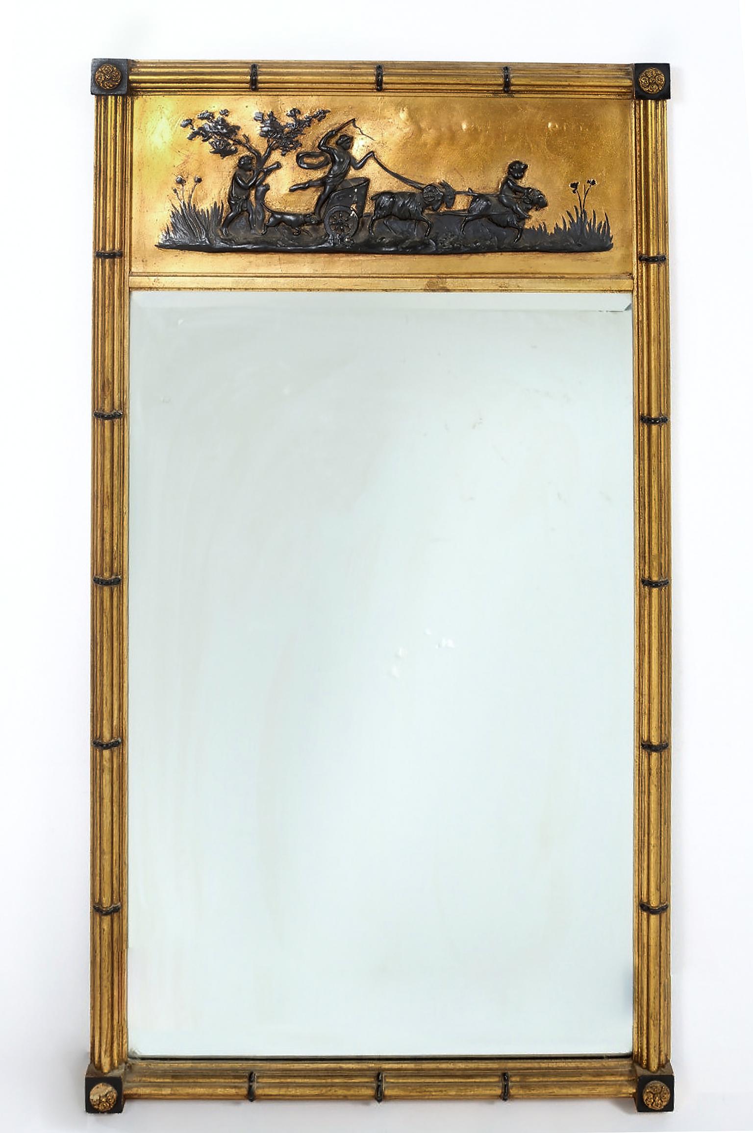 Giltwood Framed / Decorated Top Hanging Wall Mirror For Sale 3