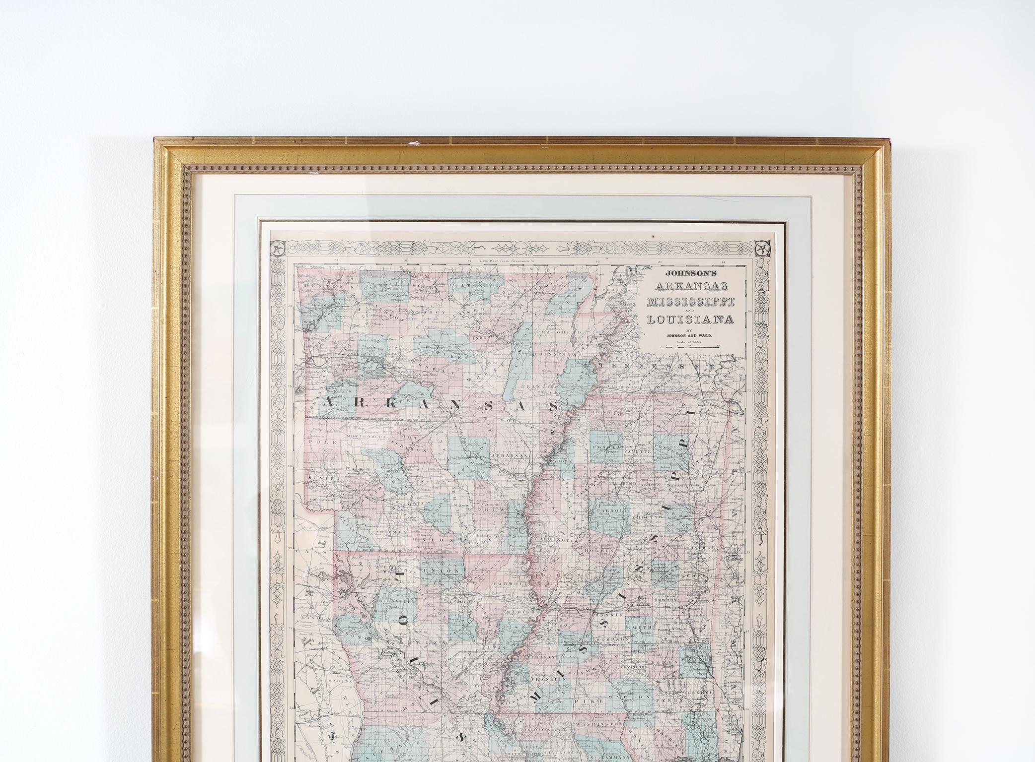 Giltwood Framed / Matted Library / Study Room Map 2