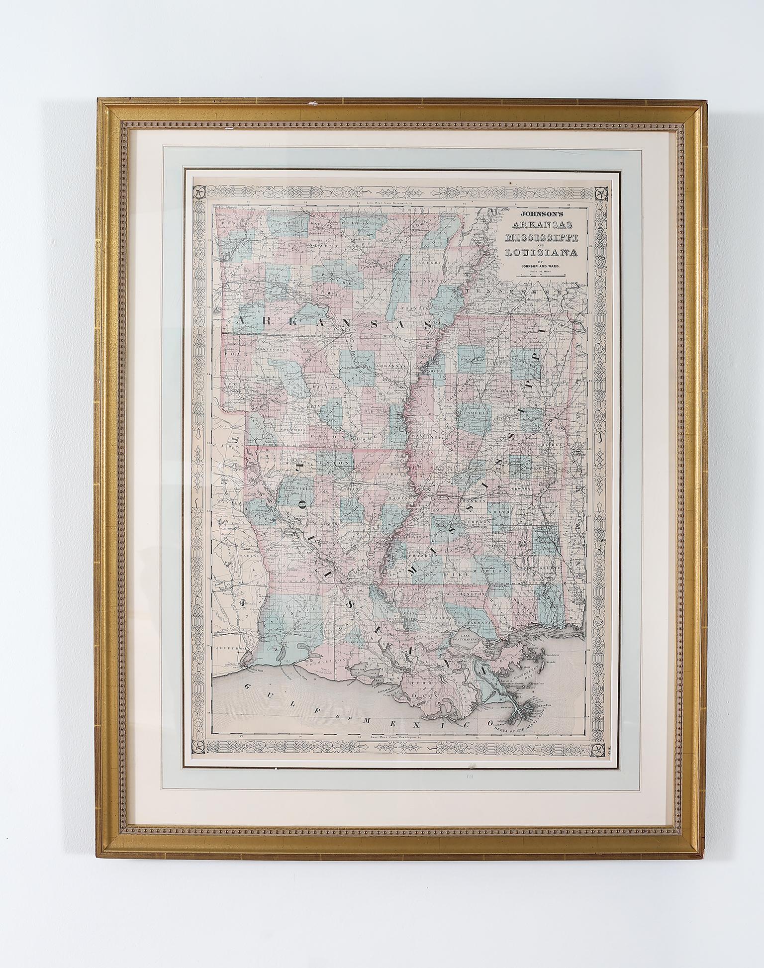 Giltwood Framed / Matted Library / Study Room Map 3