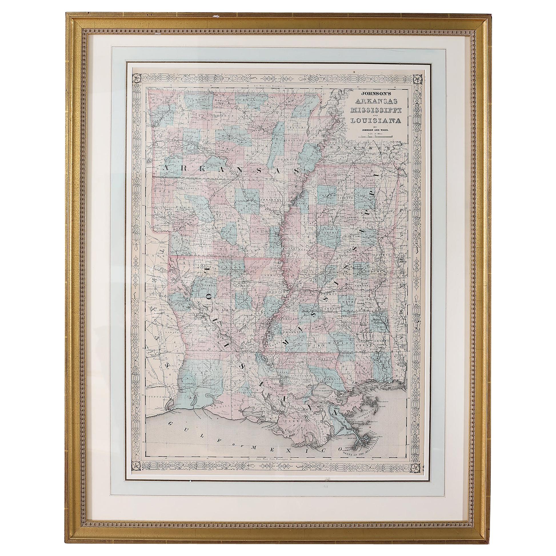 Giltwood Framed / Matted Library / Study Room Map