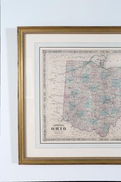 Giltwood Framed and Matted Map / Ohio