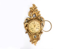 Orologio svedese da parete con cornice in Wood Wood dorato