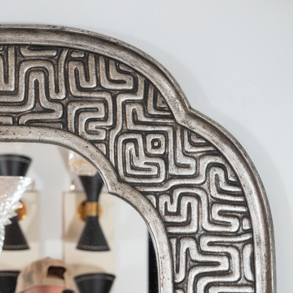 Mid-Century Modern Giltwood Geometric Motif Surround Mirror For Sale