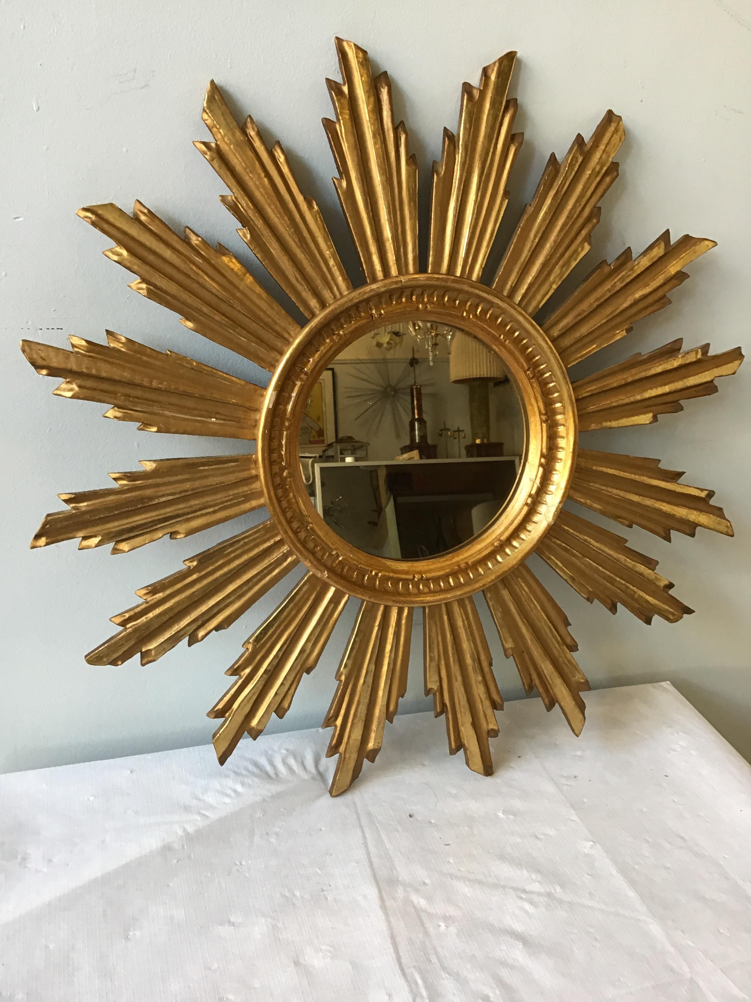 Giltwood Italian sunburst mirror.