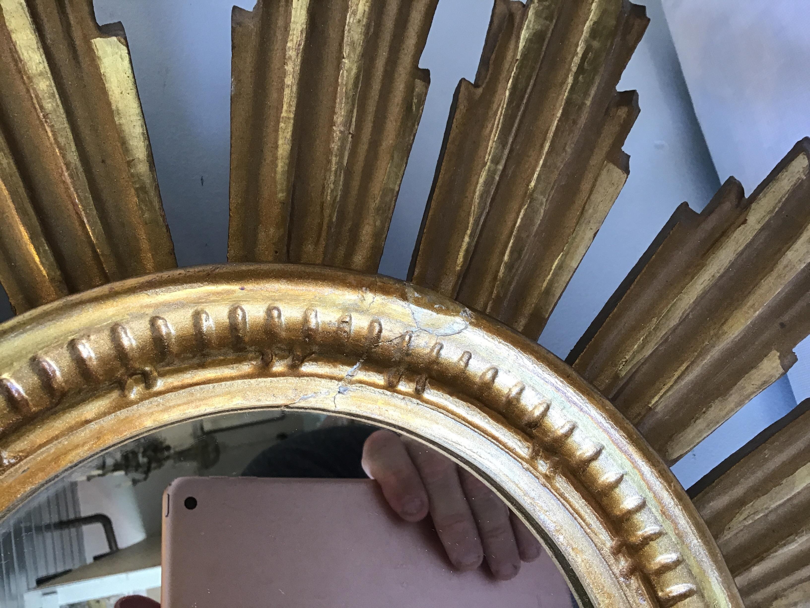 Late 20th Century Giltwood  Italian Sunburst Mirror