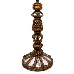Vergoldete Wood Wood Lampe mit Spiegel
