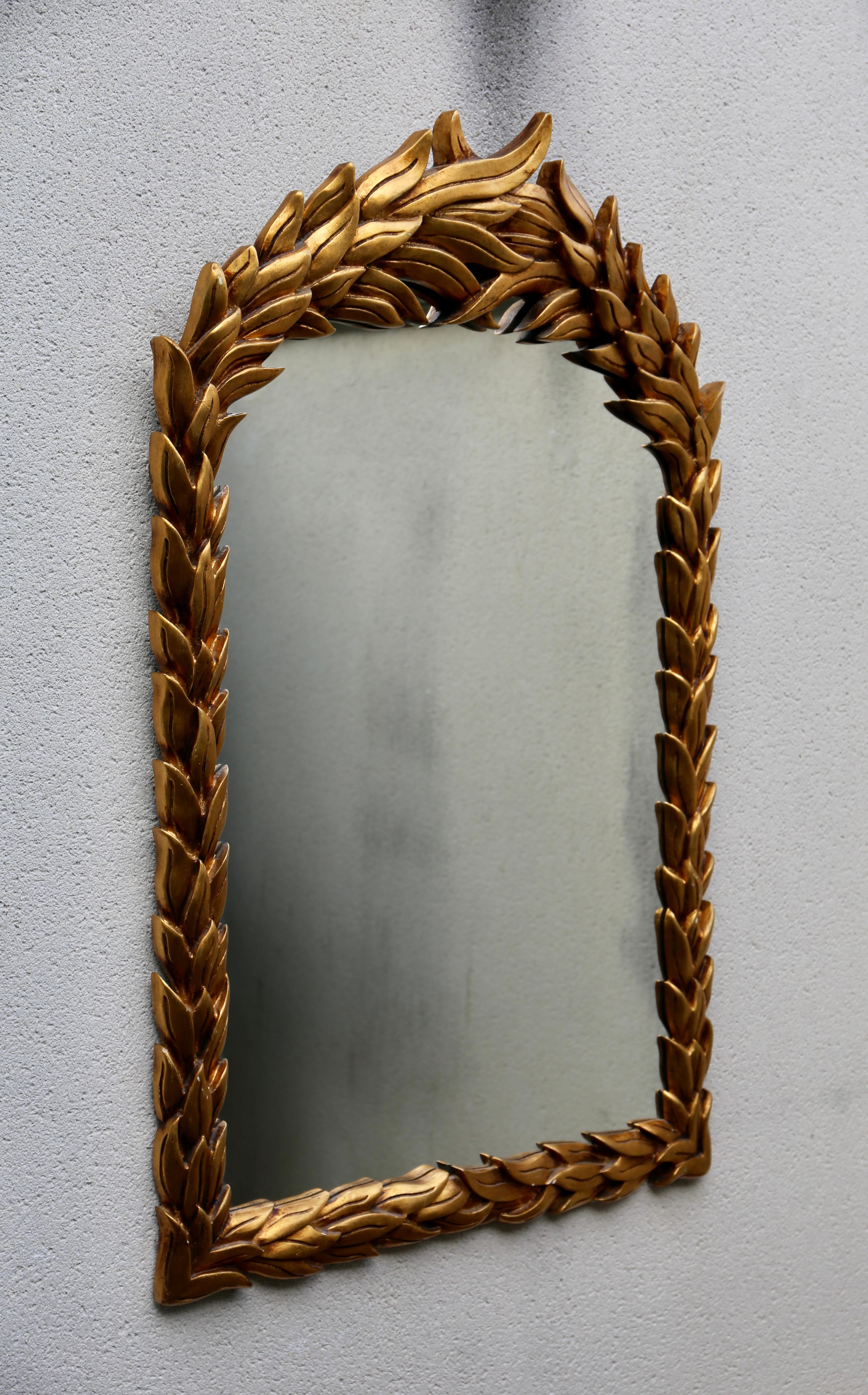 Italian Gilt Wood Laurel Leaf Motif Mirror For Sale