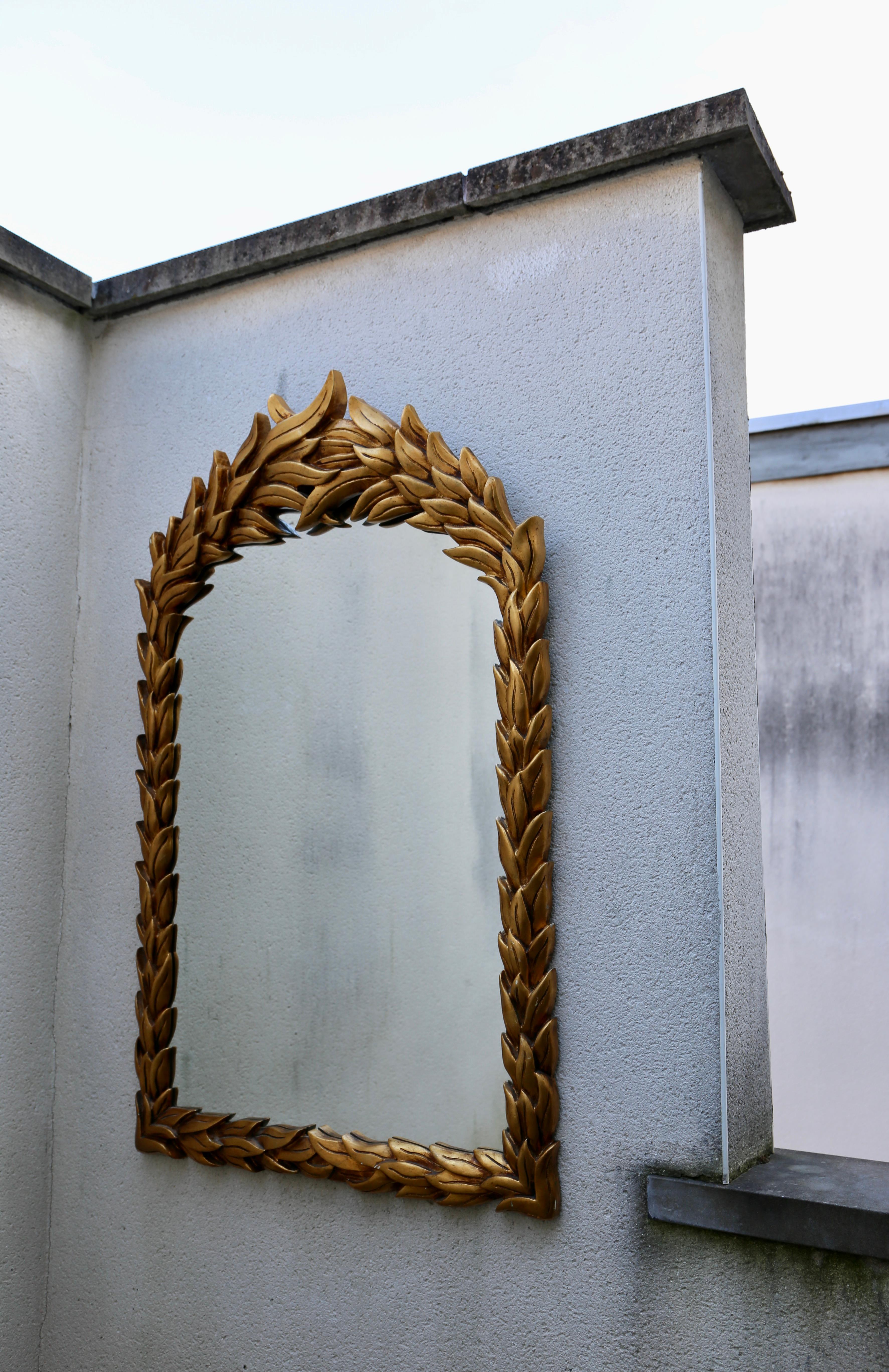 20th Century Gilt Wood Laurel Leaf Motif Mirror For Sale