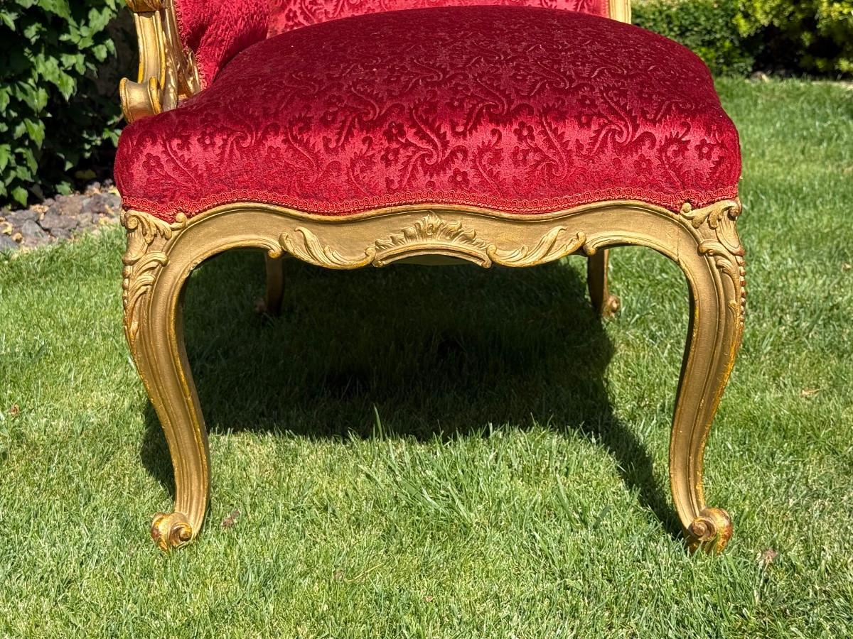Gilt Wood Little Bench - Relaxing Armchairs - Louis XV Style - XIXth century en venta 3