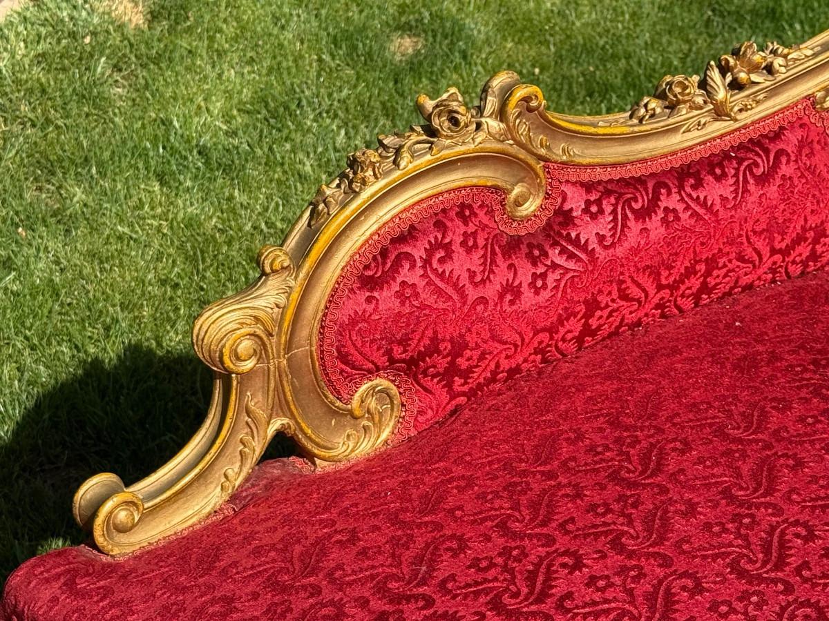 Gilt Wood Little Bench - Relaxing Armchairs - Louis XV Style - XIXth century en venta 4