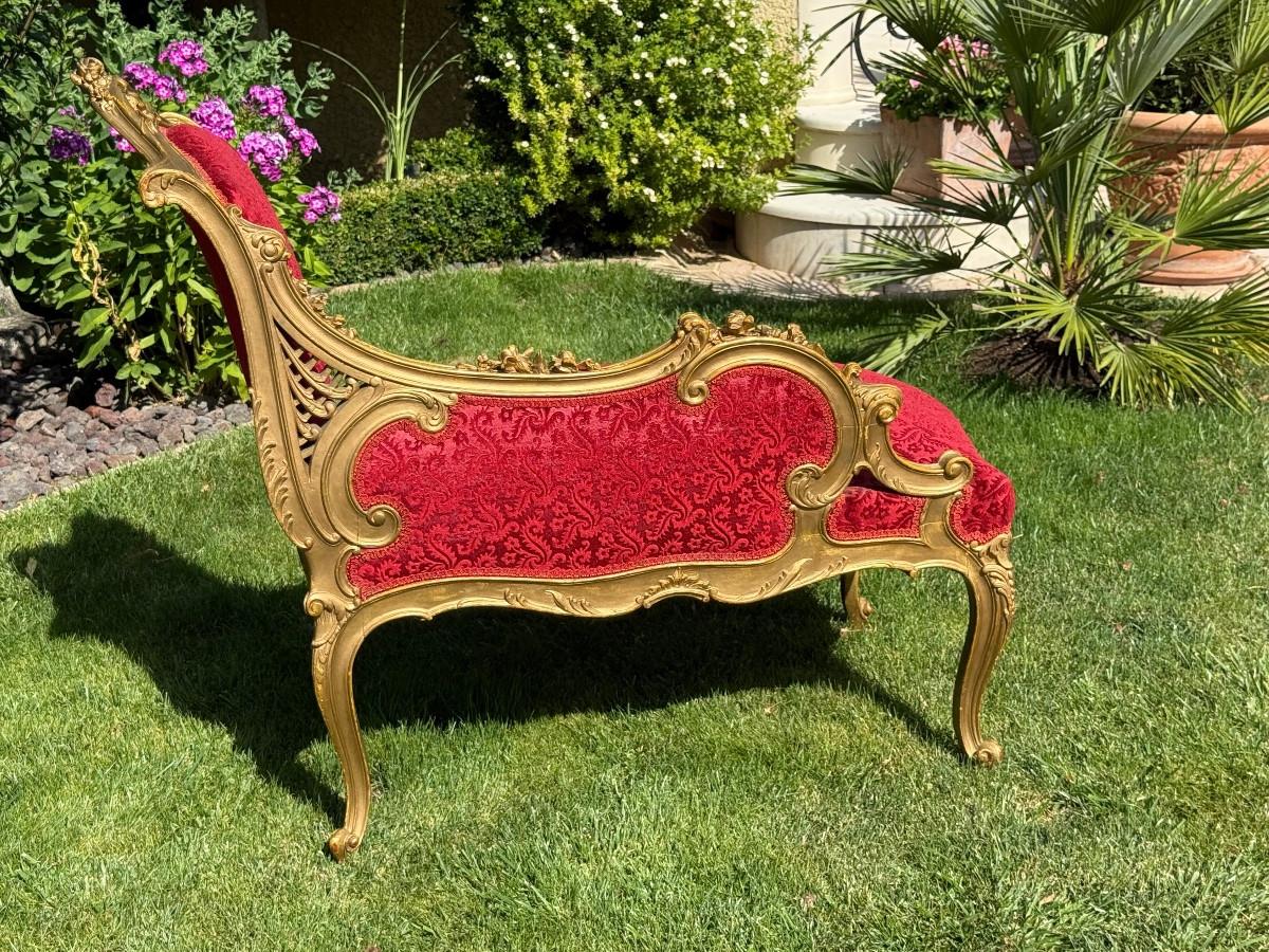 Gilt Wood Little Bench - Relaxing Armchairs - Louis XV Style - XIXth century en venta 5