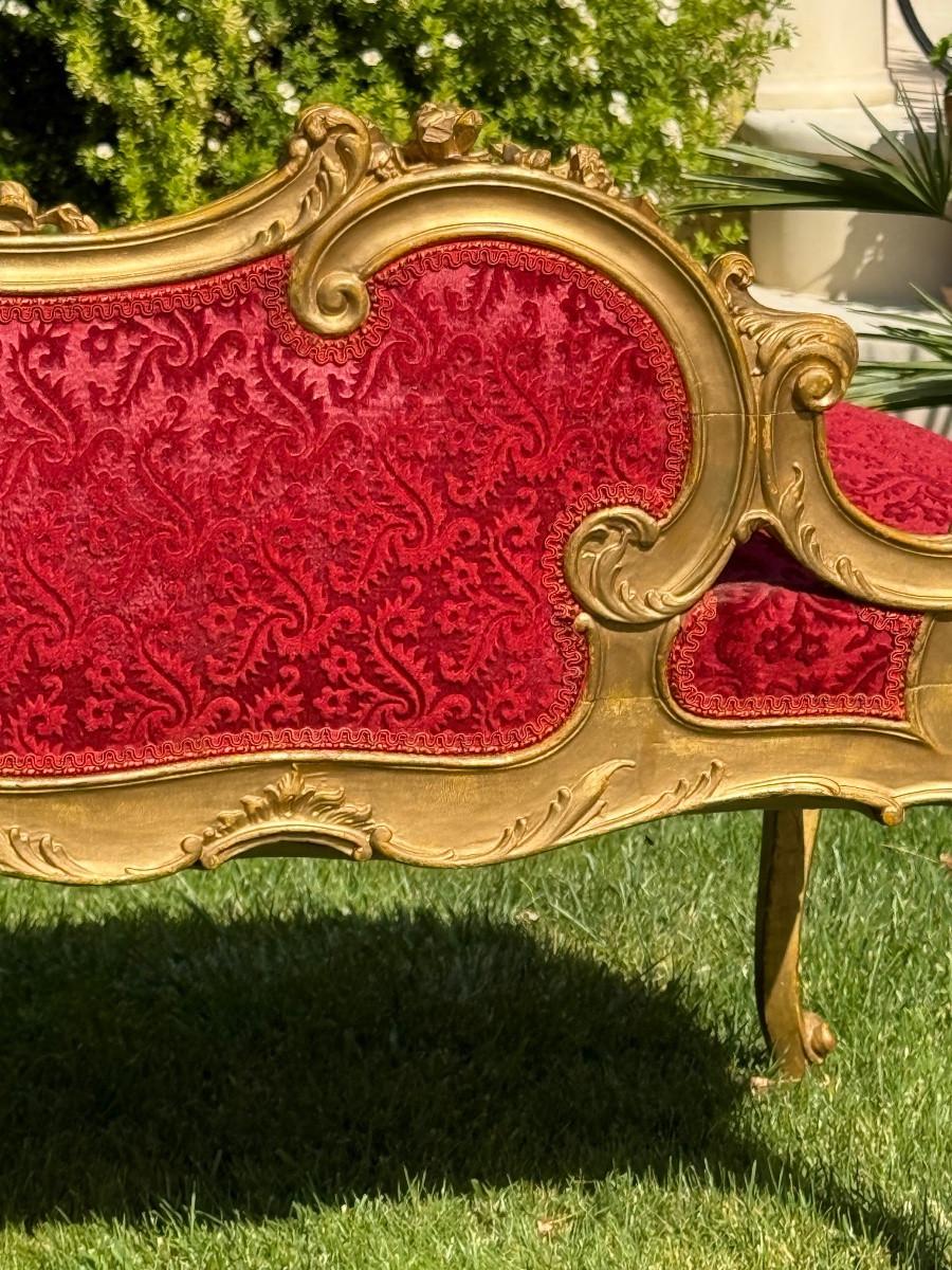 Gilt Wood Little Bench - Relaxing Armchairs - Louis XV Style - XIXth century en venta 6