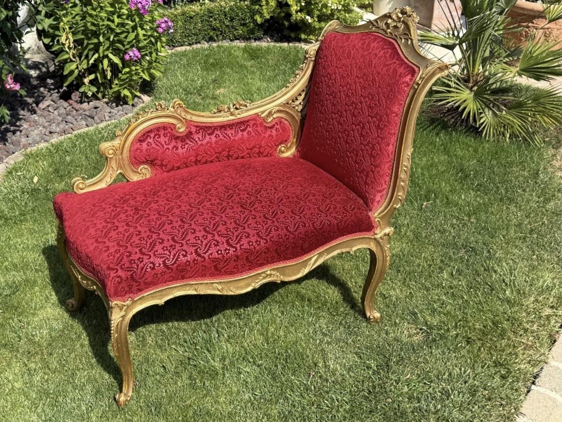 Gilt Wood Little Bench - Relaxing Armchairs - Louis XV Style - XIXth century en venta 8