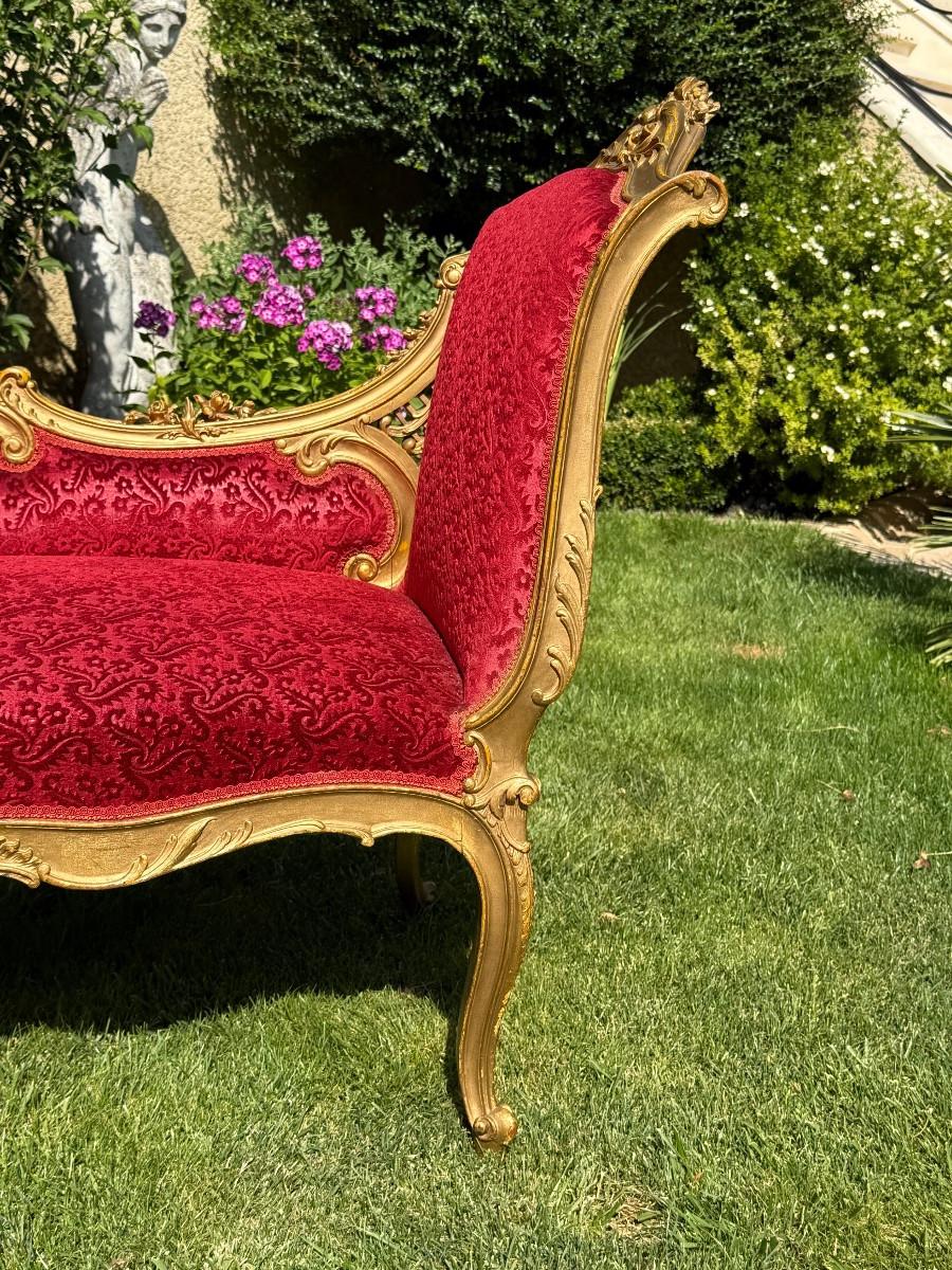 Gilt Wood Little Bench - Relaxing Armchairs - Louis XV Style - XIXth century Madera dorada en venta