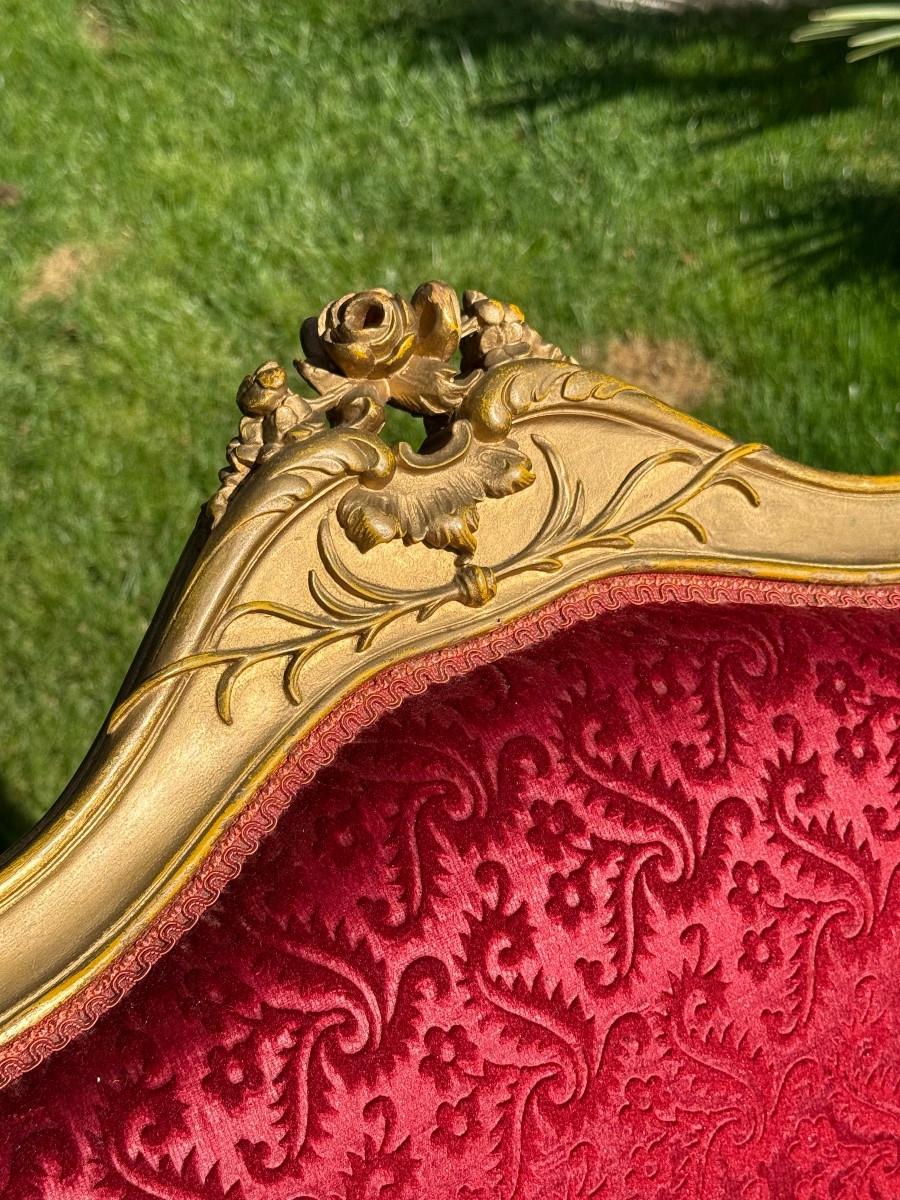 Gilt Wood Little Bench - Relaxing Armchairs - Louis XV Style - XIXth century en venta 2