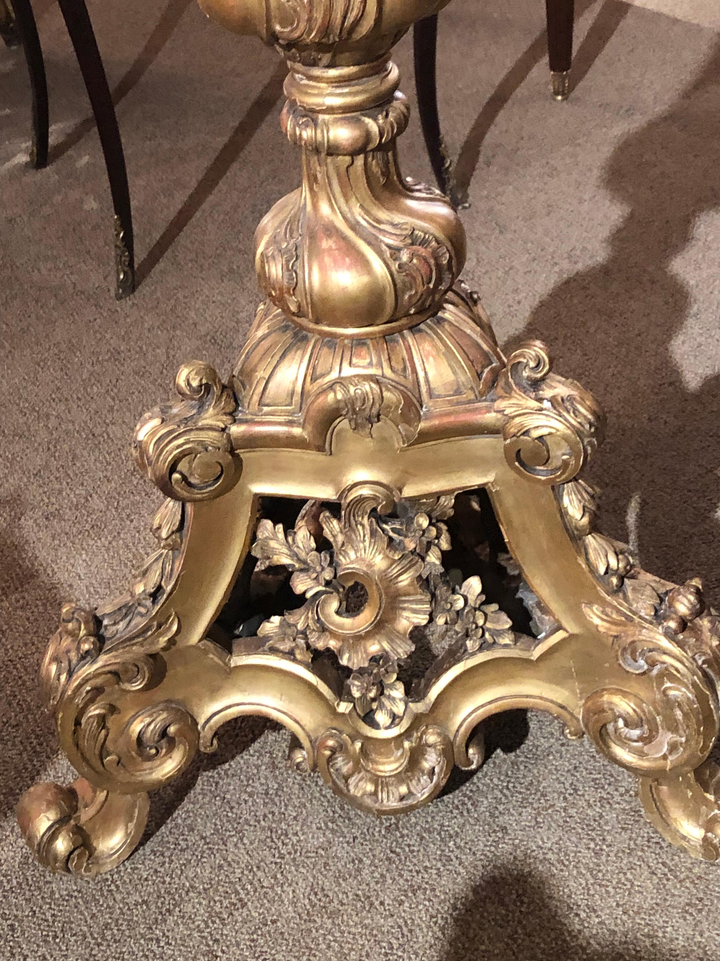 Hand-Carved Giltwood Louis XVI Style Pedestal, 19th Century For Sale