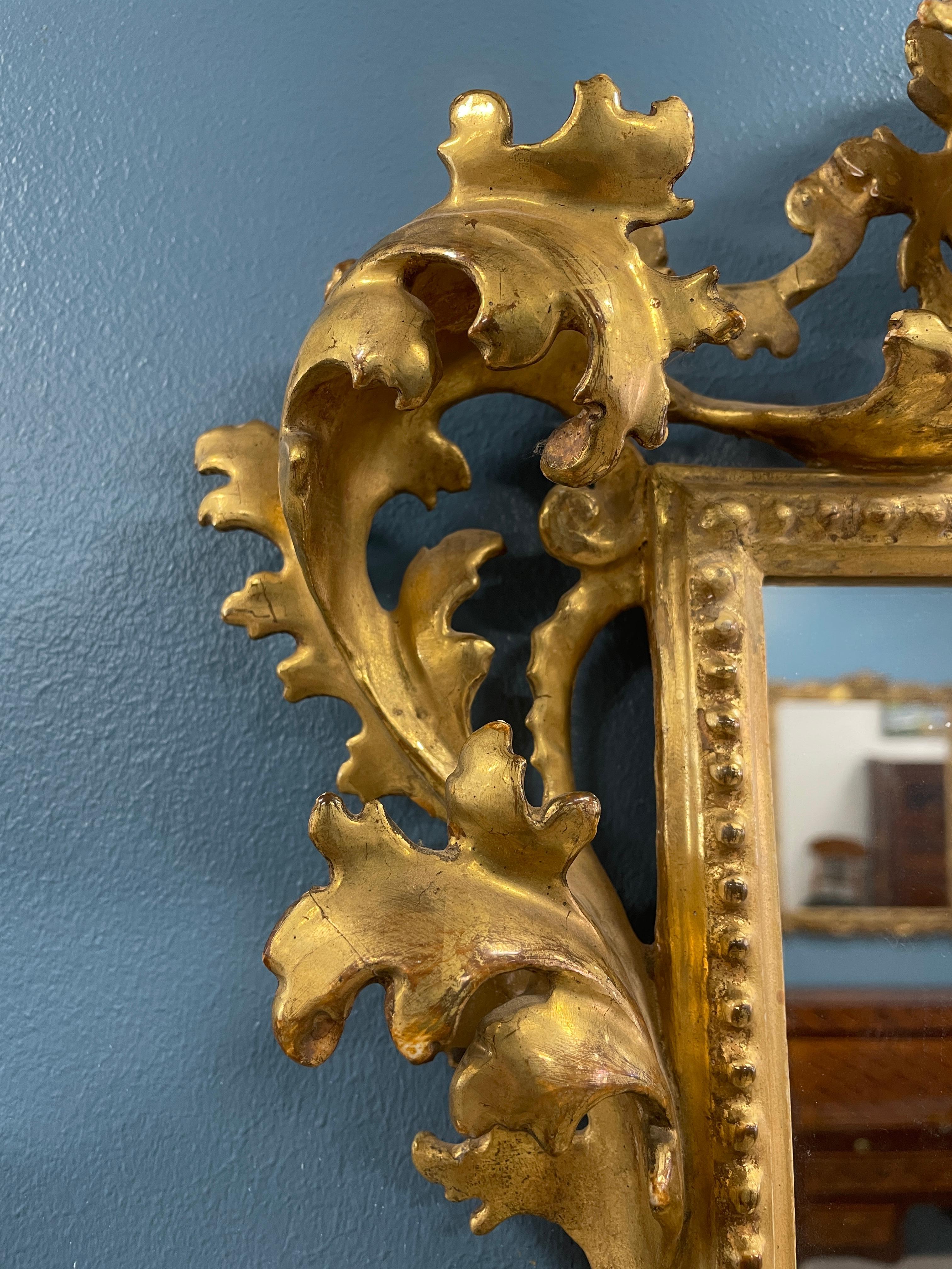 Hand-Carved Gilt Wood Mirror, Germany 19th century  For Sale