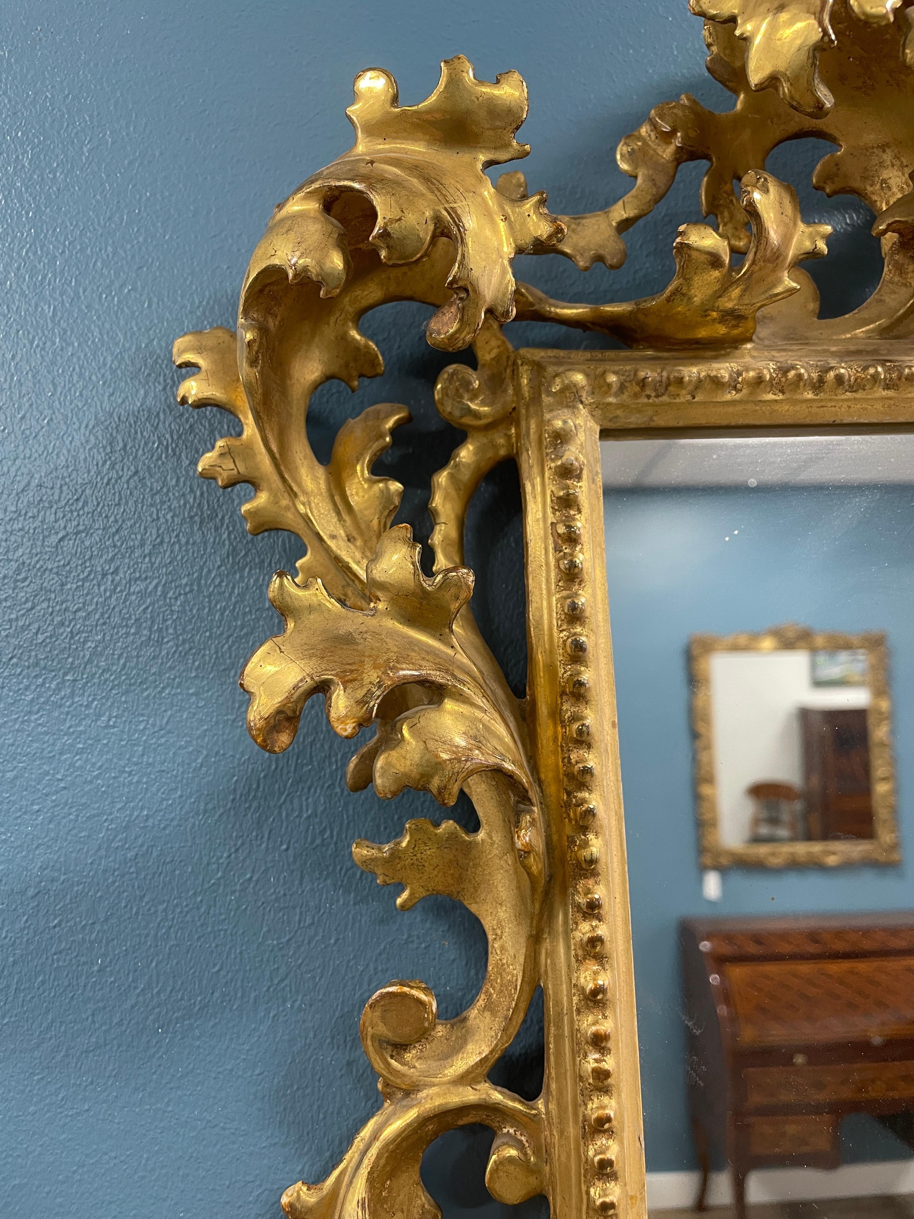 Vergoldeter Holzspiegel, Deutschland, 19. Jahrhundert  (Vergoldetes Holz) im Angebot